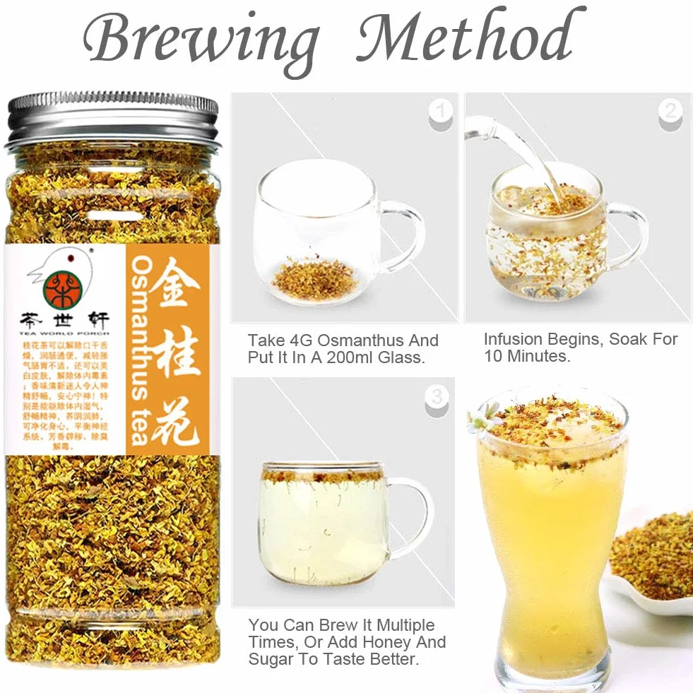 Plant Gift Organic Sweet Osmanthus Tea, 桂花 Organic Sweet Osmanthus Herbata, Gui Hua Herbata, Sweet Olive, Kwiat Herbaty Waga Zdrowie Pielęgnacja Skóry Chiński Kwiat 40g / 1.41oz