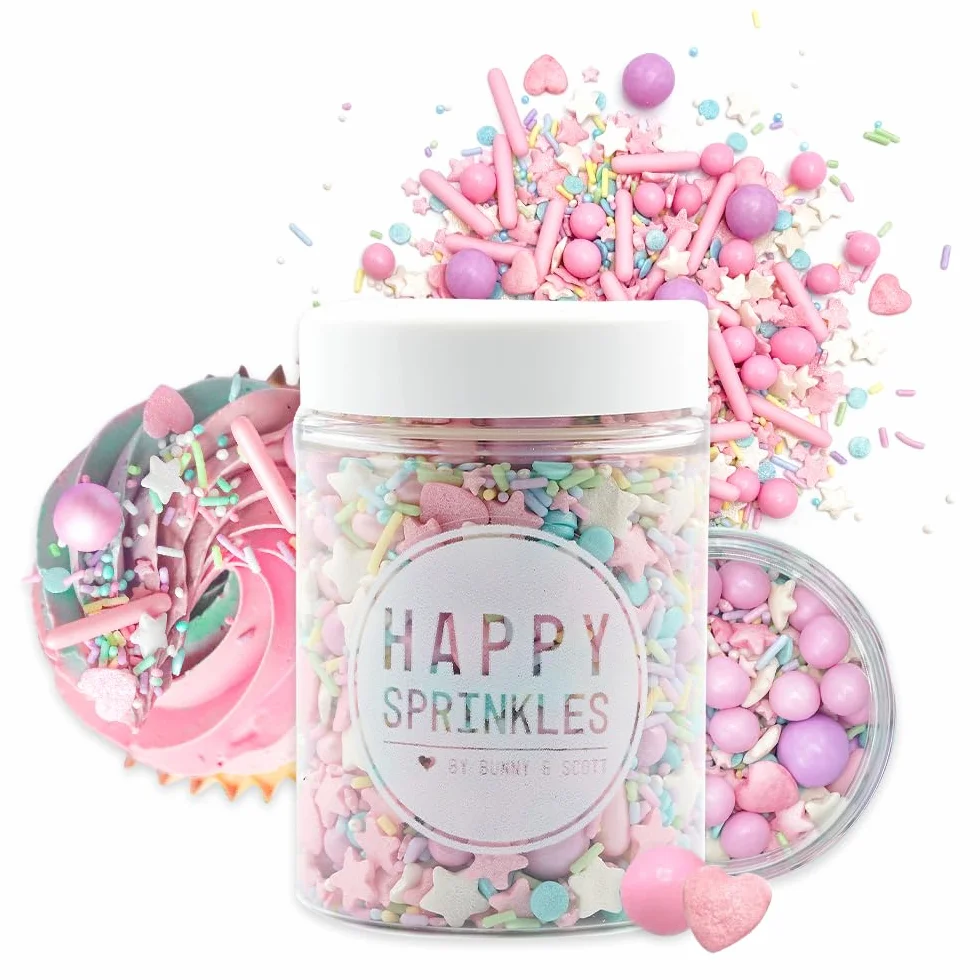 Happy Sprinkles Pastel Vibes 90 g, kolorowa posypka z czekoladą do dekoracji, idealna dekoracja na tort, nadaje się do ciastek, lodów i ciast