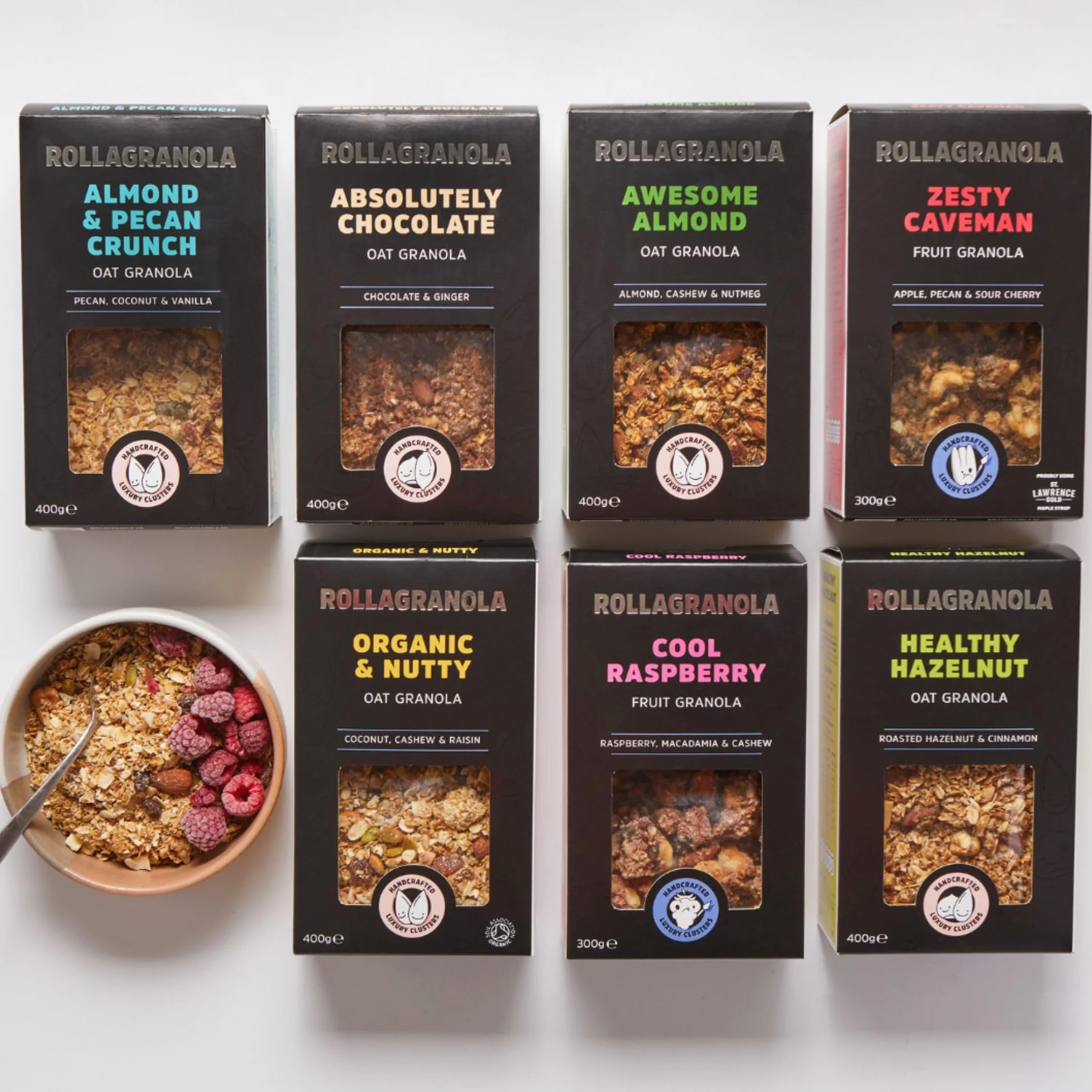 Rollagranola: Granola organiczna i orzechowa | 100% organiczna i naturalna żywność pełna, bez glutenu | wegańska | bez rafinowanych cukrów | opakowanie 400 g