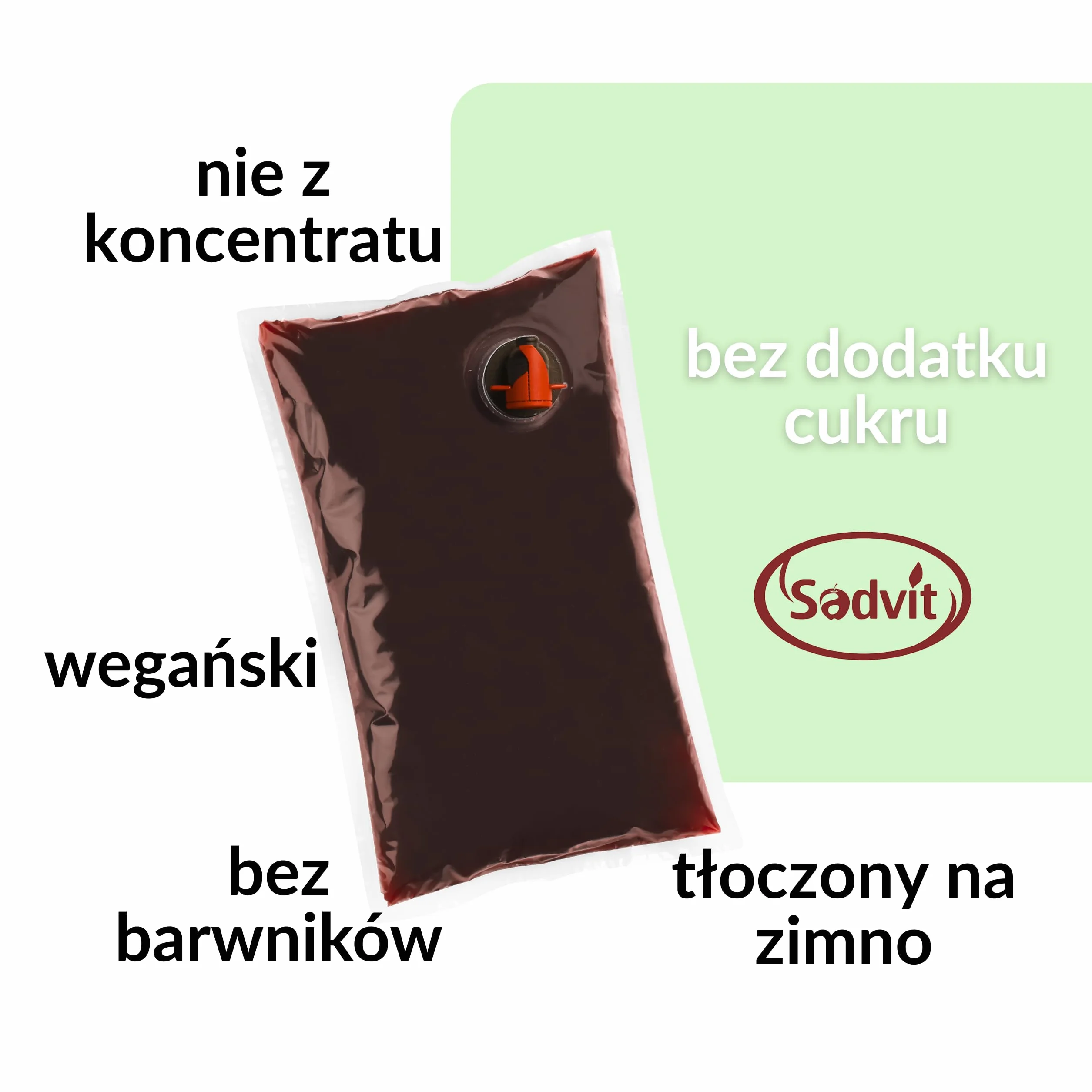 Sadvit | Intensywny Sok z Malin nie z koncentratu | 1,5L Bag in Box Sok owocowy NFC | Tłoczony Kwaśny Owocowy | Bez Cukru i Konserwantów | Alternatywa do Syropów i Napojów | Do Koktajli i Lemoniad