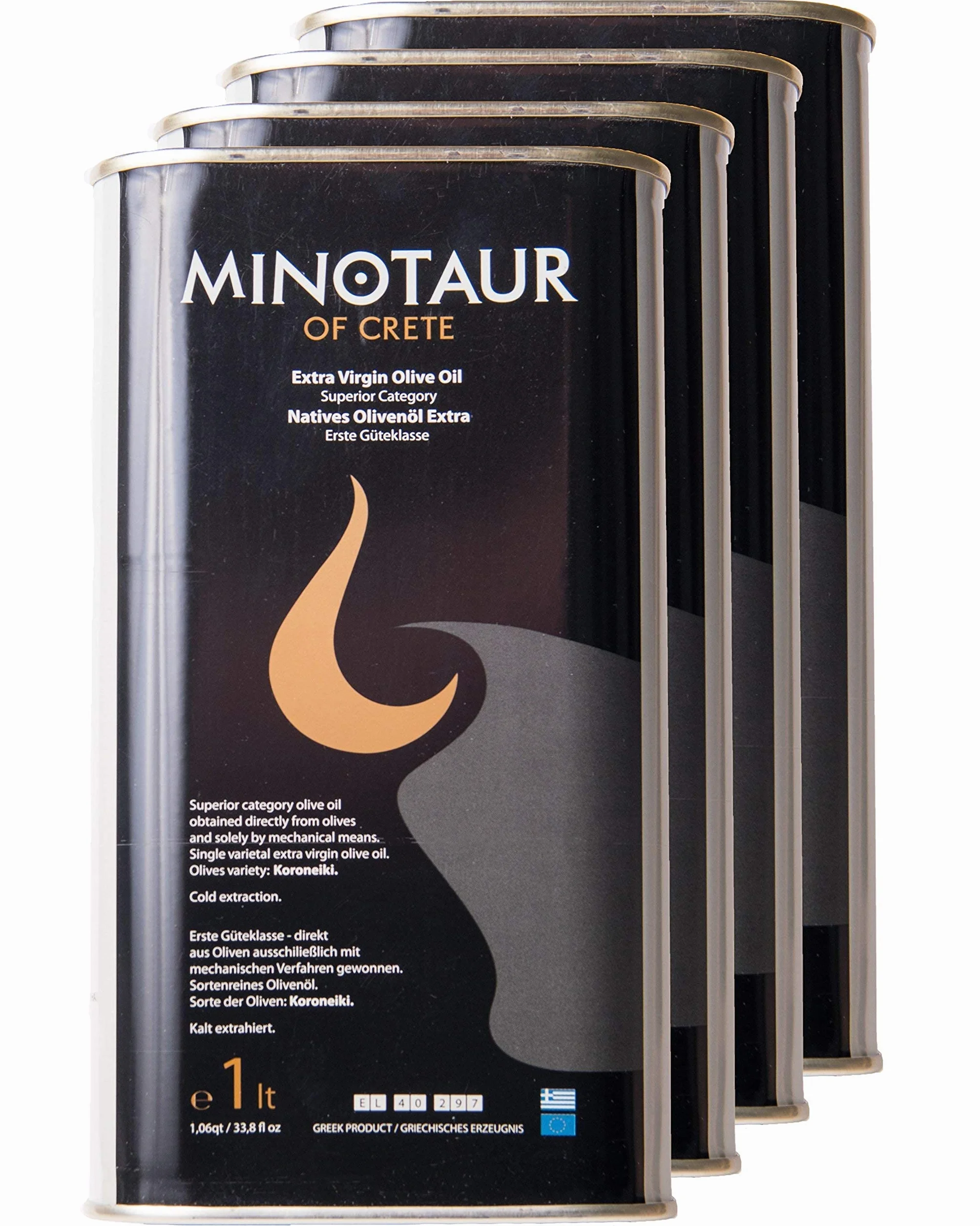 Minotaur z Krety | Oliwa z oliwek extra virgin premium z Krety | Tłoczona na zimno | 4 x 1 litr (4l)