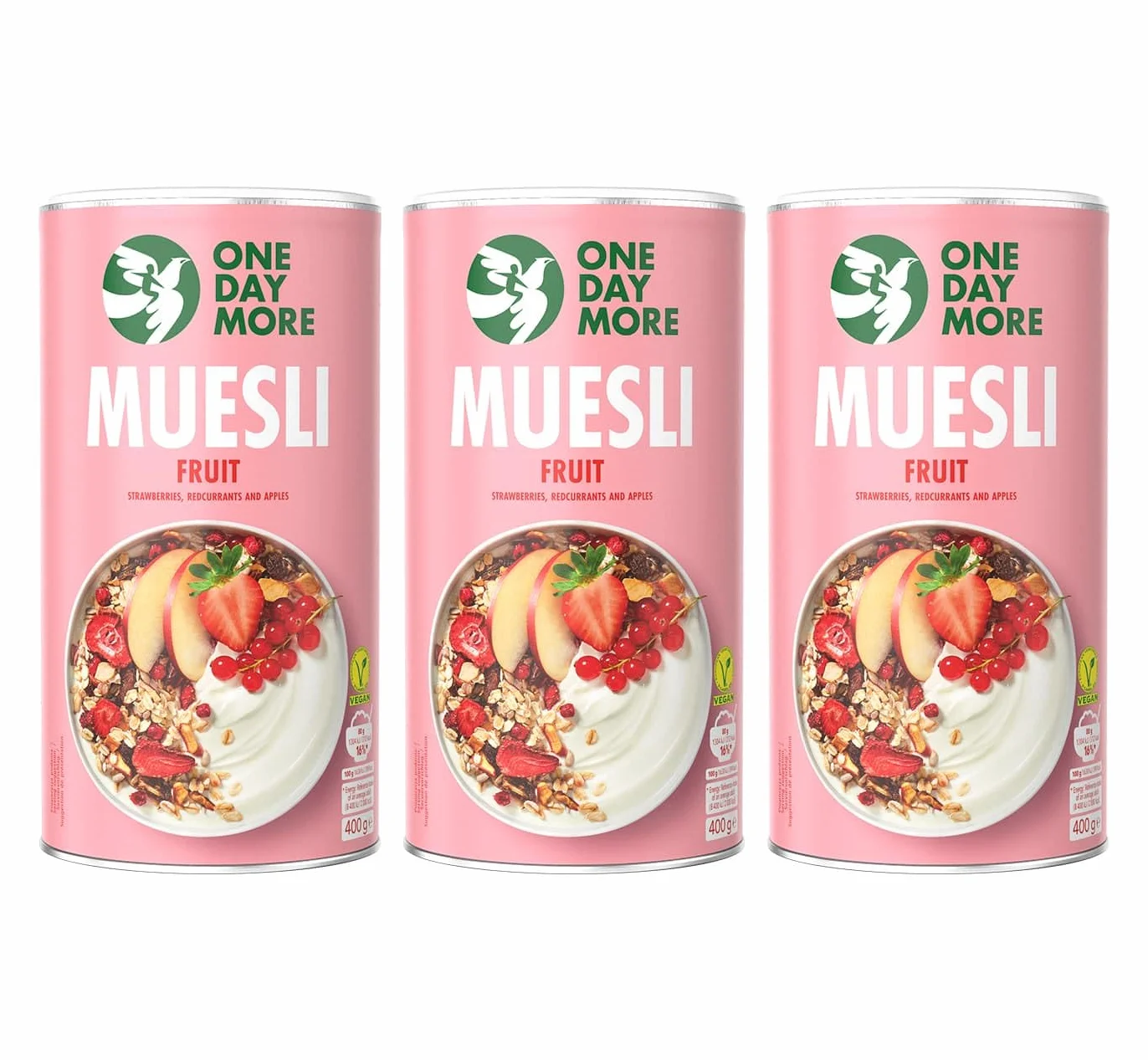 OneDayMore Zestaw Musli Owocowe 3 x 400 g Bez Dodatku Cukru Wegański