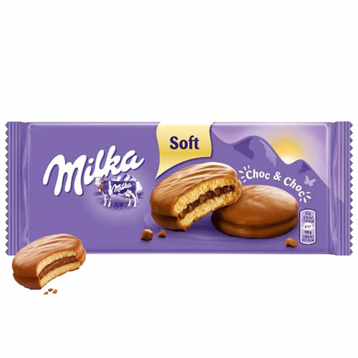 Milka Choc & Choc Ciastka biszkoptowe z nadzieniem kakaowym 150 g