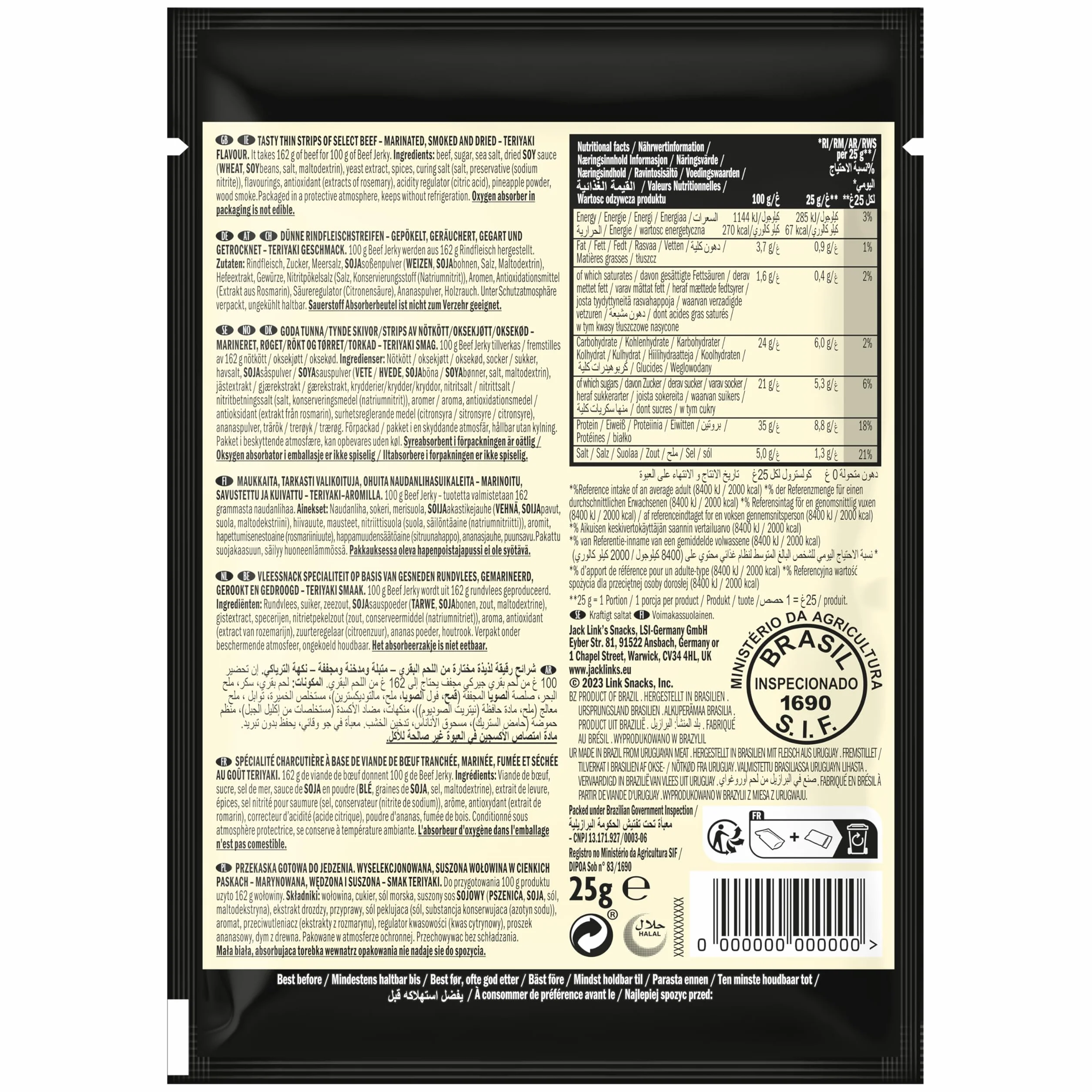 Jack Links Teriyaki Beef Jerky 25 g