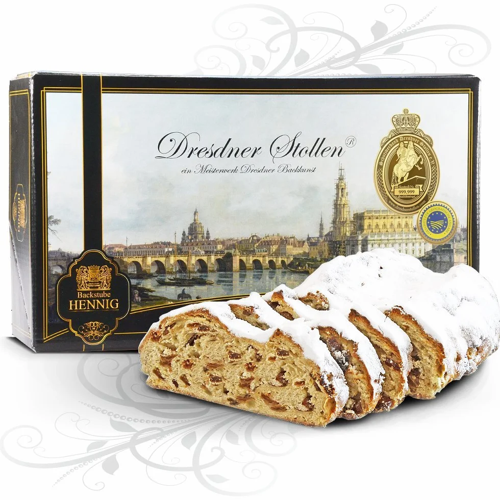 Backstube Sven Hennig Christstollen 2000 g ręcznie wykonany Original Dresdner w pudełku prezentowym Canaletto Dresden