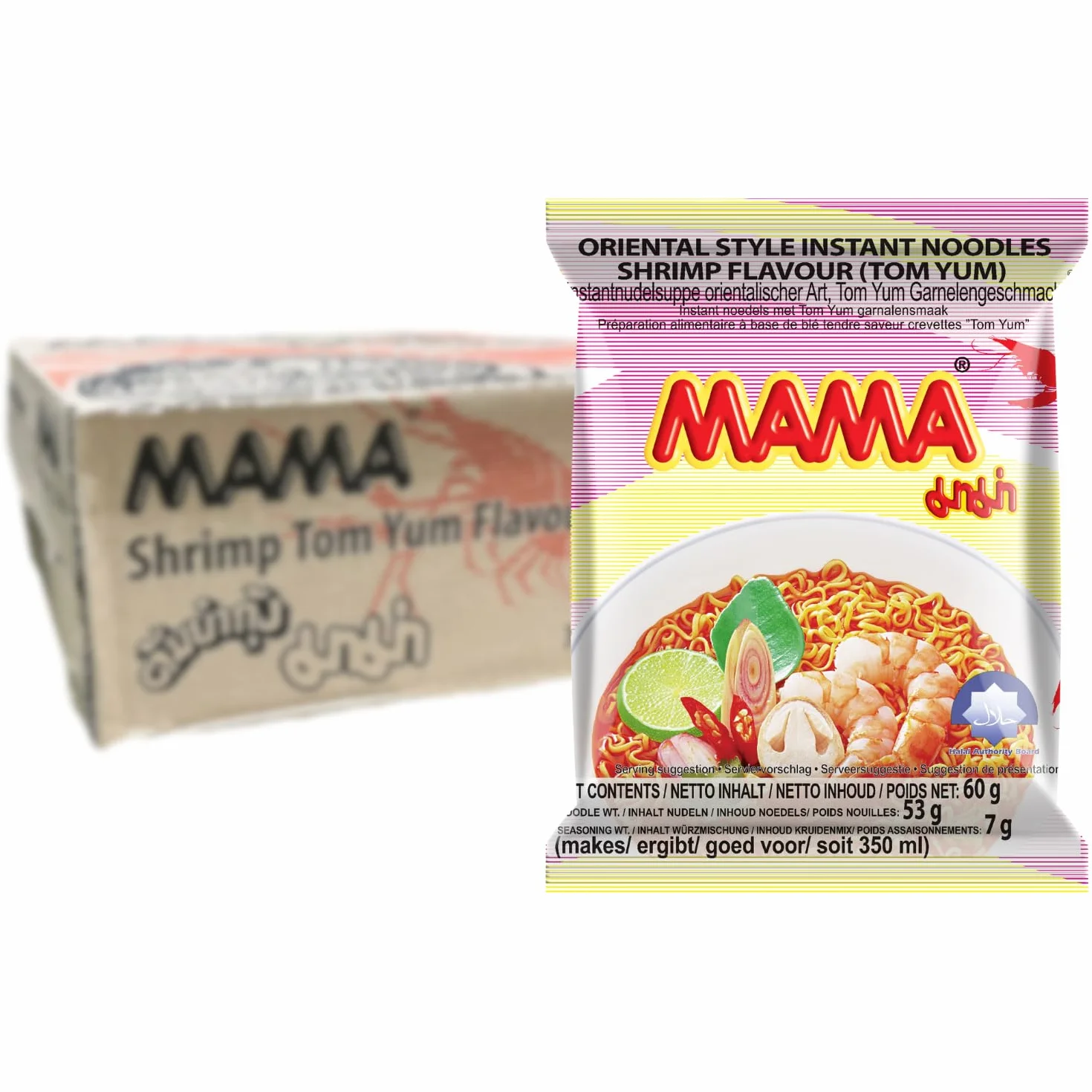 Makaron instant krewetki MAMA opakowanie zbiorcze 30 x 60 g