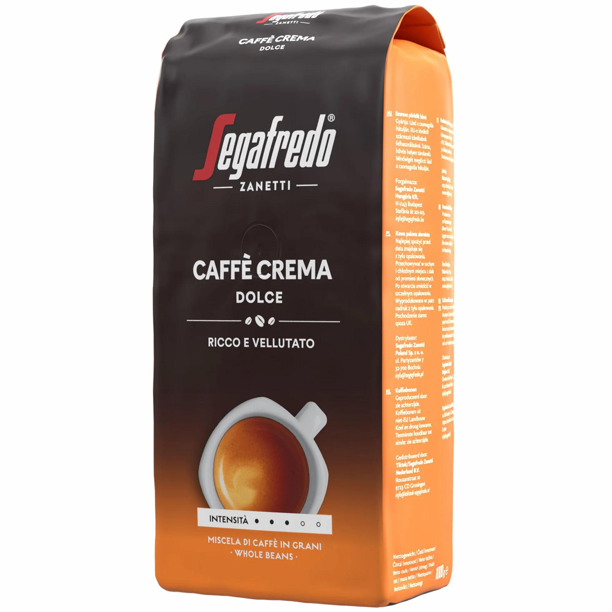 Segafredo Zanetti Caffè Crema Dolce Kawa Ziarnista Intensywność 3/5 1 kg