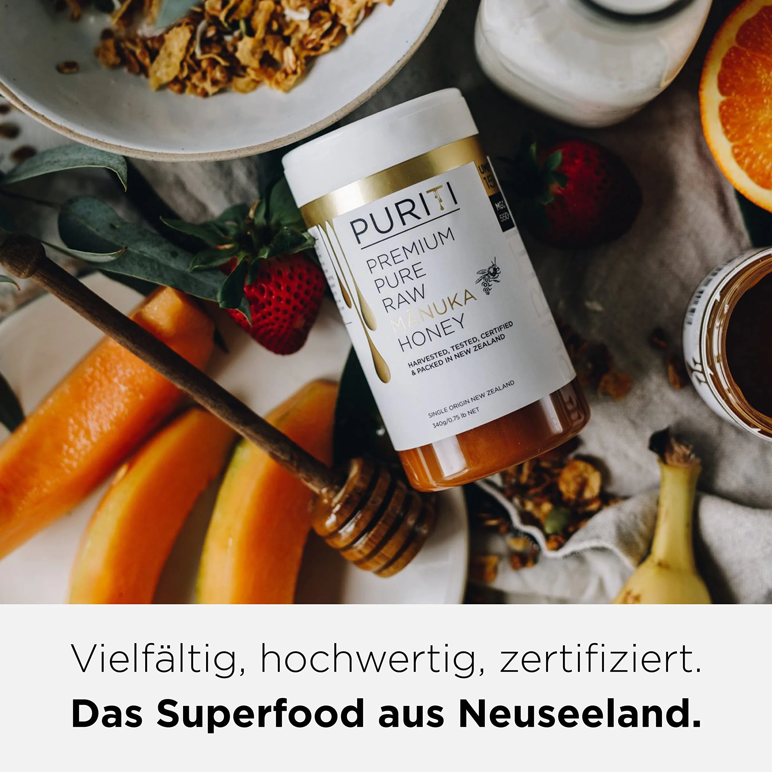 PURITI Miód Manuka MGO 100+ 250 g z Nowej Zelandii certyfikowany metyloglioksal