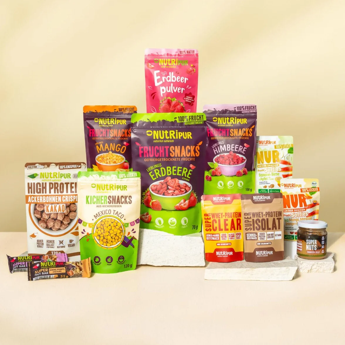 Truskawki suszone w zamrażarce: 5 x 70 g Suszone truskawki w zestawie – mrożone truskawki bez dodatku cukru – suszone owoce firmy NutriPur