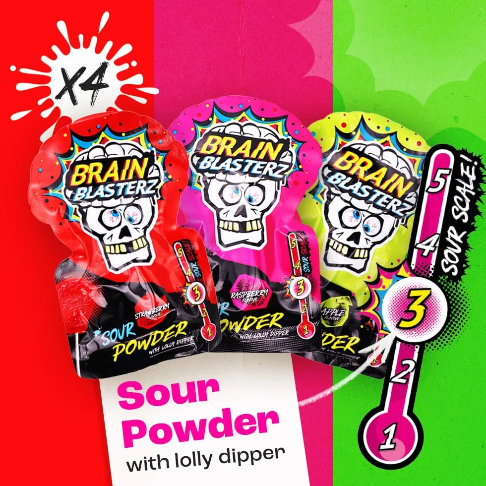 Brain Blasterz Sour Sweets Gift Box LARGE 27pcs Halal Candy Collection Vegan American Sweets