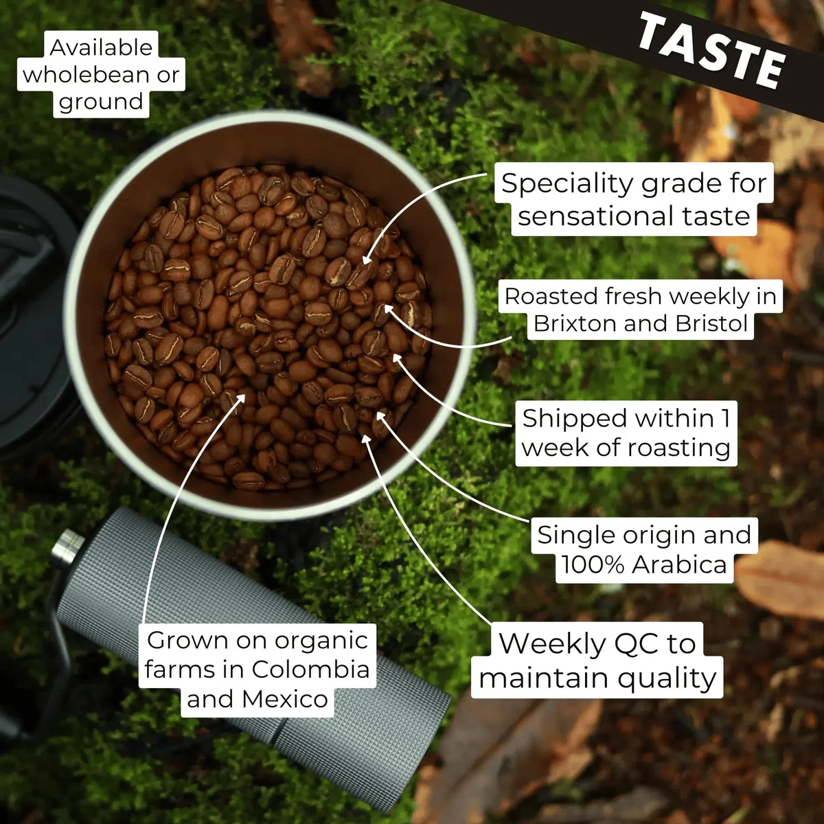EXHALE Organiczna kawa mielona - opakowanie 225 g - pojedyncze pochodzenie i 100% ziarna arabiki. Do Moka, AeroPress i Drip - średnia palona