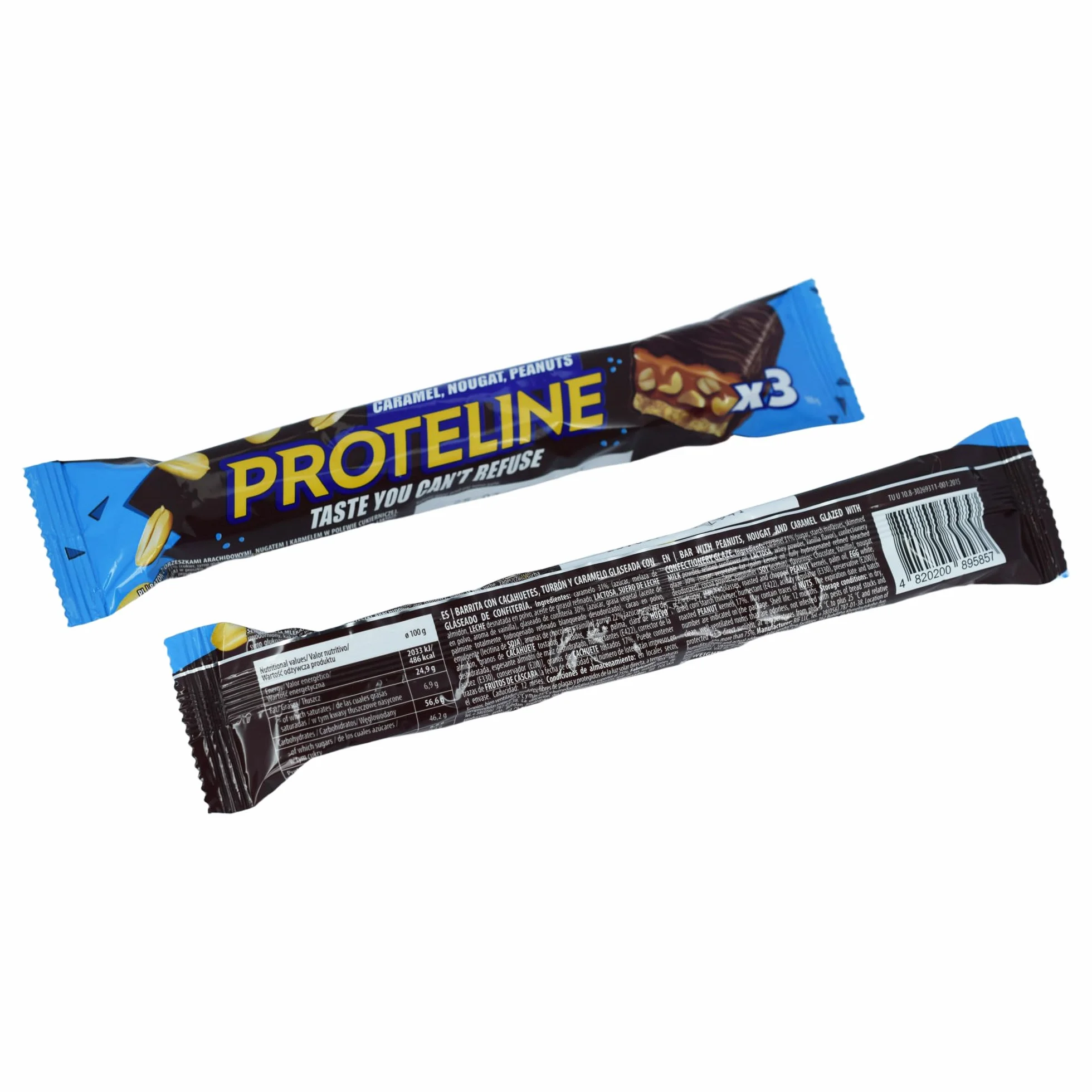 Proteline baton cukierniczy z orzeszkami arachidowymi, nugatem i karamelem 20 x 100g