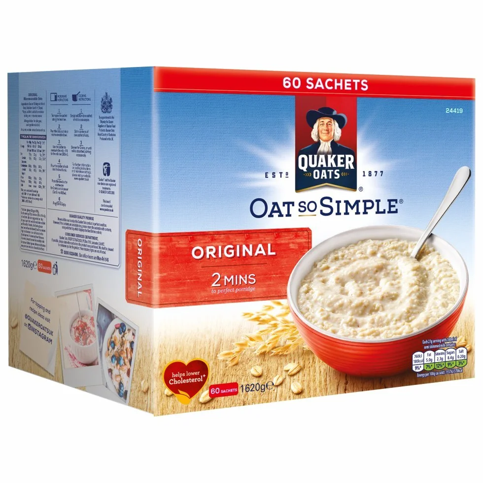 Quaker Oats Quaker Oats So Simple Original worek 27 g, nadaje się do kuchenki mikrofalowej, opakowanie może się różnić