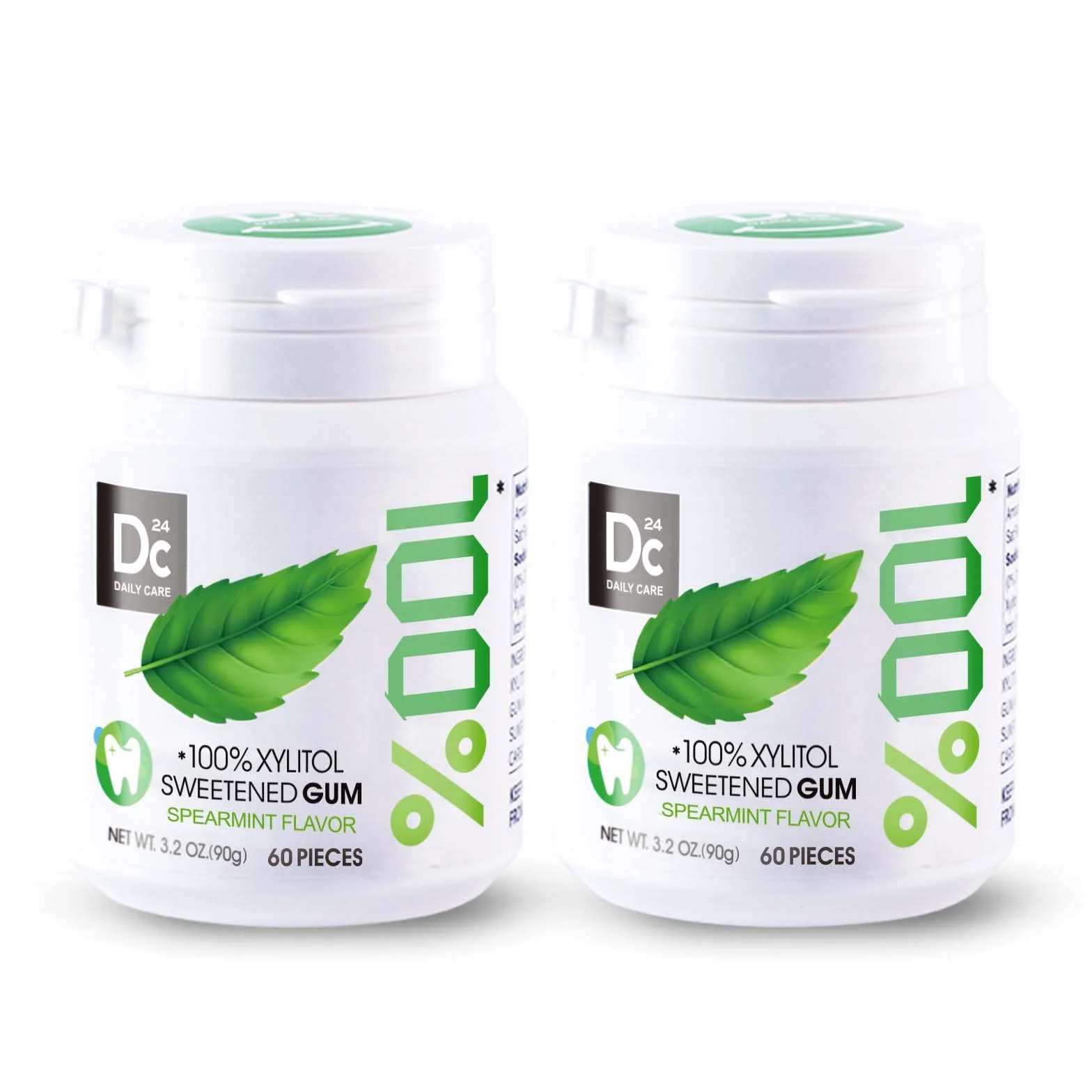 Guma do żucia z 100% Ksylitolem, Naturalny aromat mięty zielonej, Bezglutenowa, Wegańska, 60 sztuk