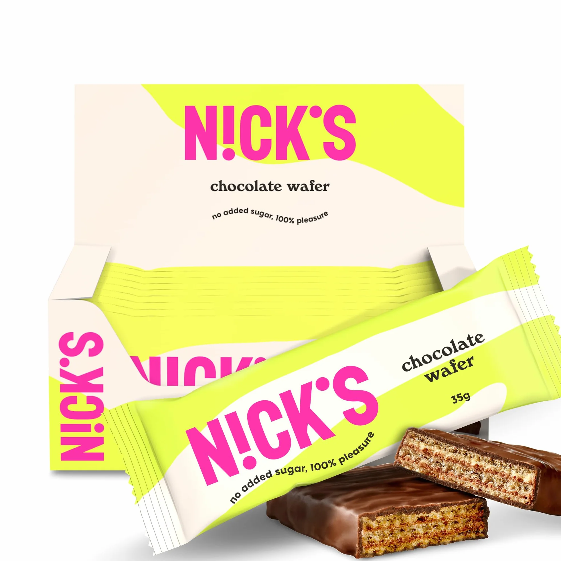 NICKS Chocolate Wafer Batony Czekoladowe Niskowęglowodanowe Bez Dodatku Cukru Bezglutenowe 9x35g