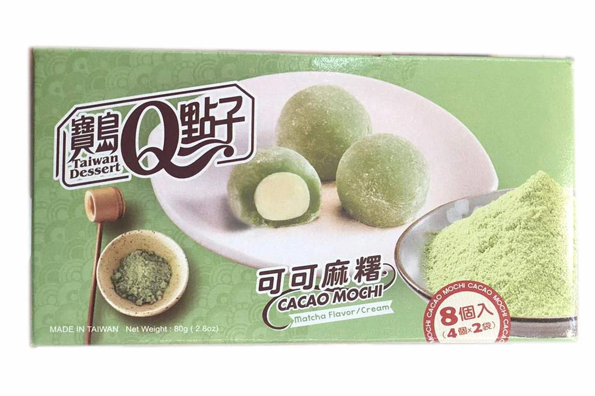 · CANDYBOX · Cacao Mochi Matcha Ciastka Mochi w Japońskim Stylu - Azjatyckie Słodycze - Słodkie Kuleczki Ryżowe z Kremowym Nadzieniem o Smaku Matcha - 80 G