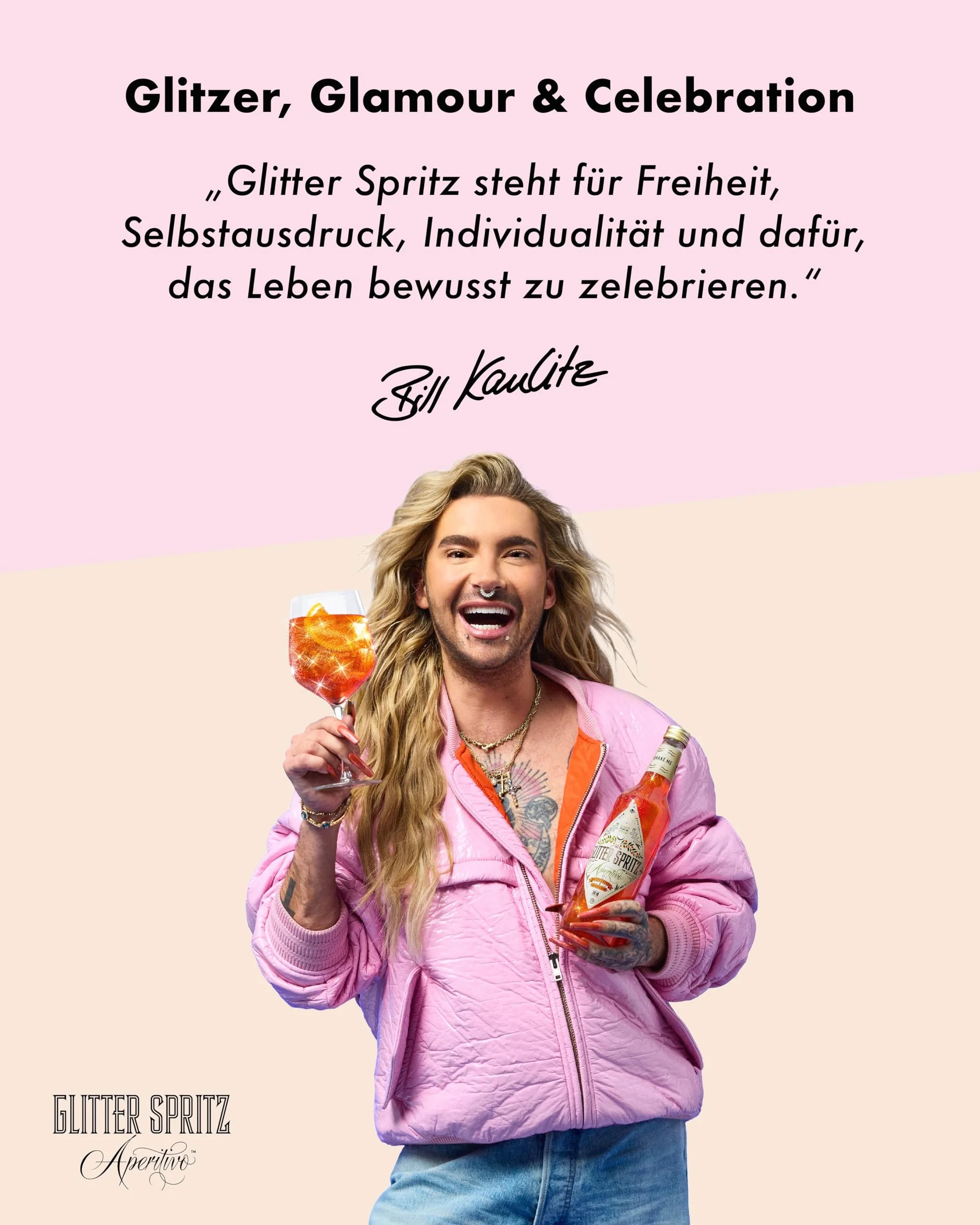 Glitter Spritz bez alkoholu, 0,7 l – aperitivo brokat aperitivo z gorzką pomarańczą, rabarbarem i ziołami, aperitif do włoskiego sprayu i na specjalne okazje (1 x 0,7 l)