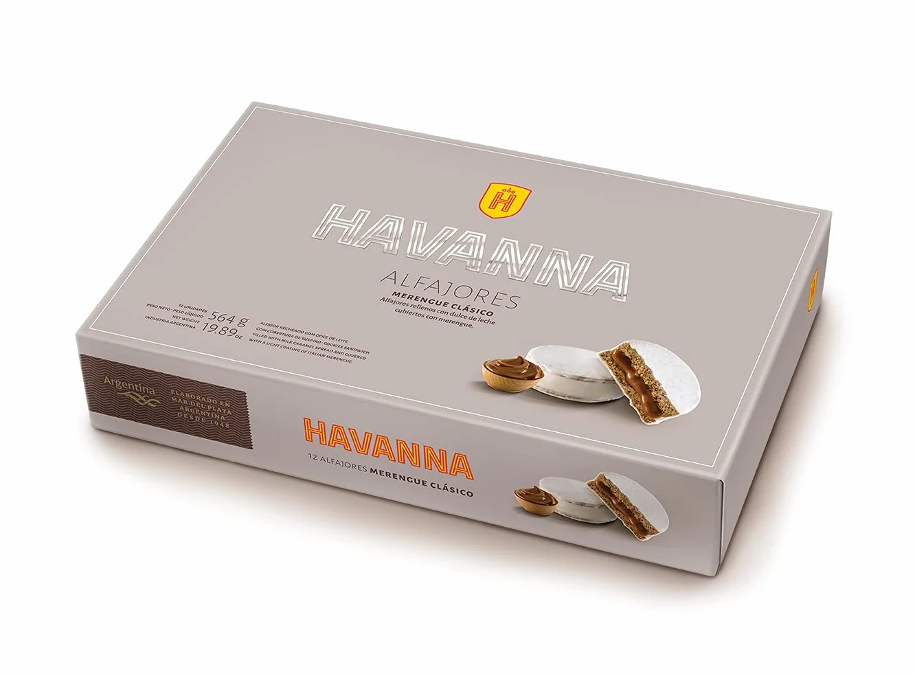 Havanna | Alfajores z Bezą | Ciastka w Polewie z Nadzieniem z Dulce de Leche | 12 sztuk | 564g