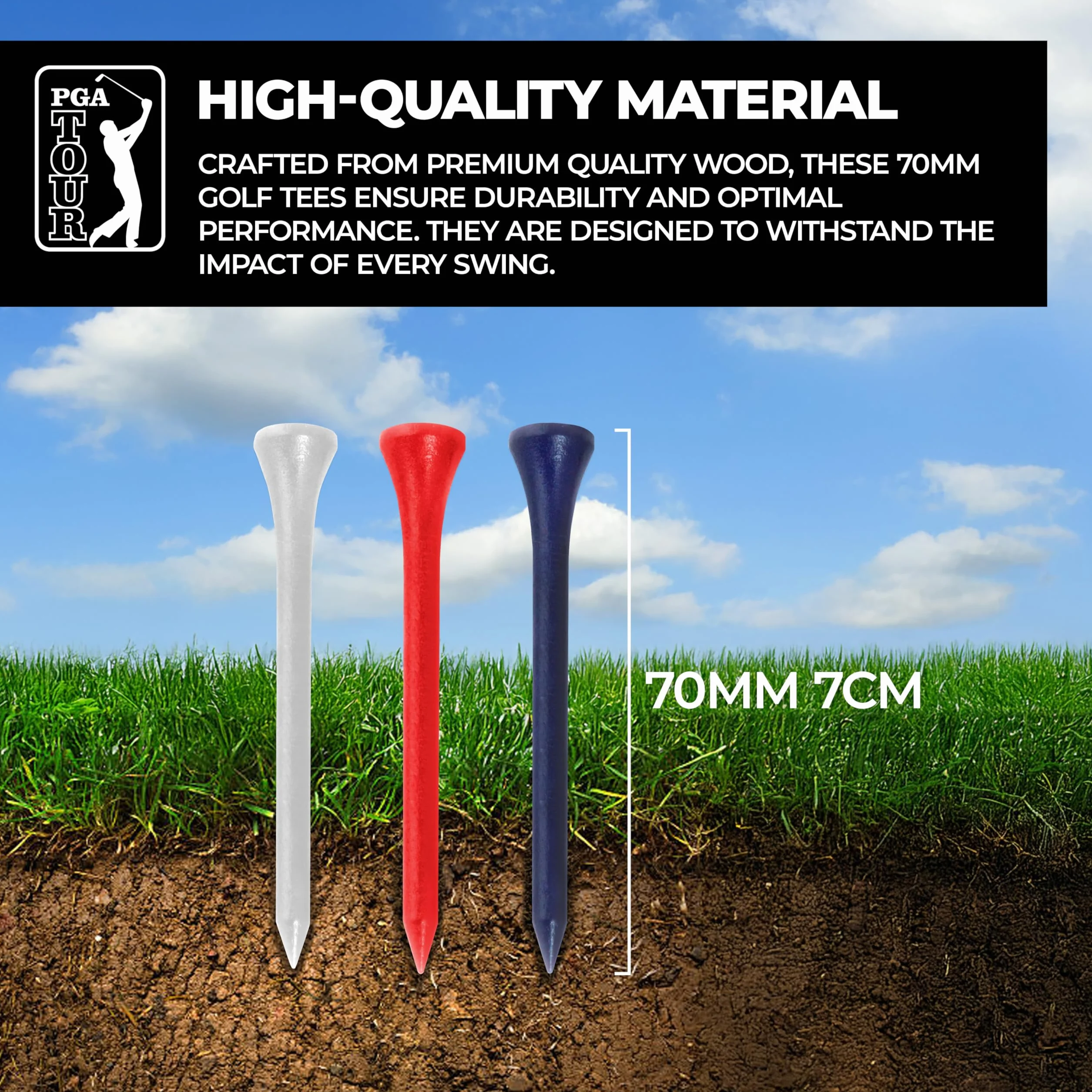 PGA Tour herbaty golfowe drewniane 7 cm 100 sztuk unisex