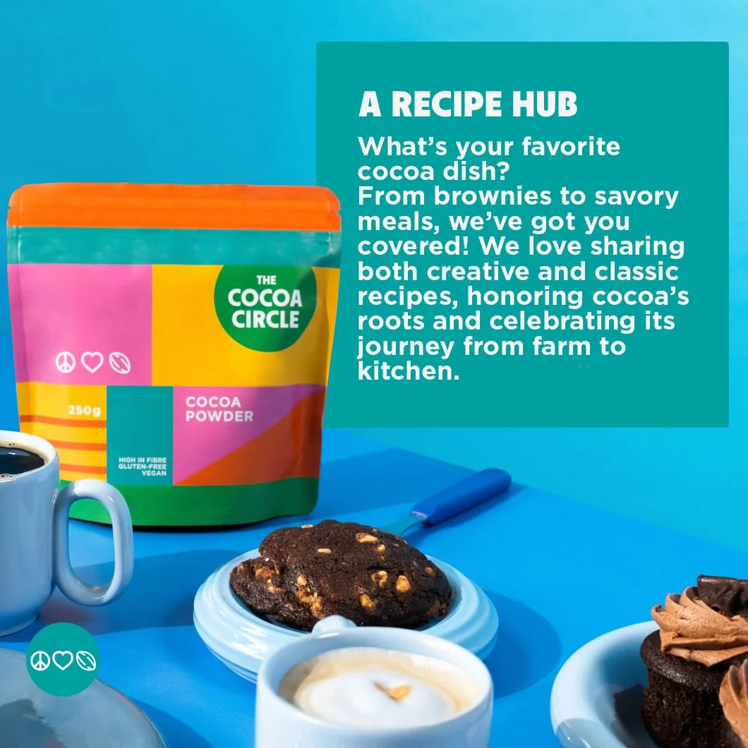 The Cocoa Circle Kakao w Proszku, 250g, Bezglutenowe, Wegańskie, Wysokobłonnikowe