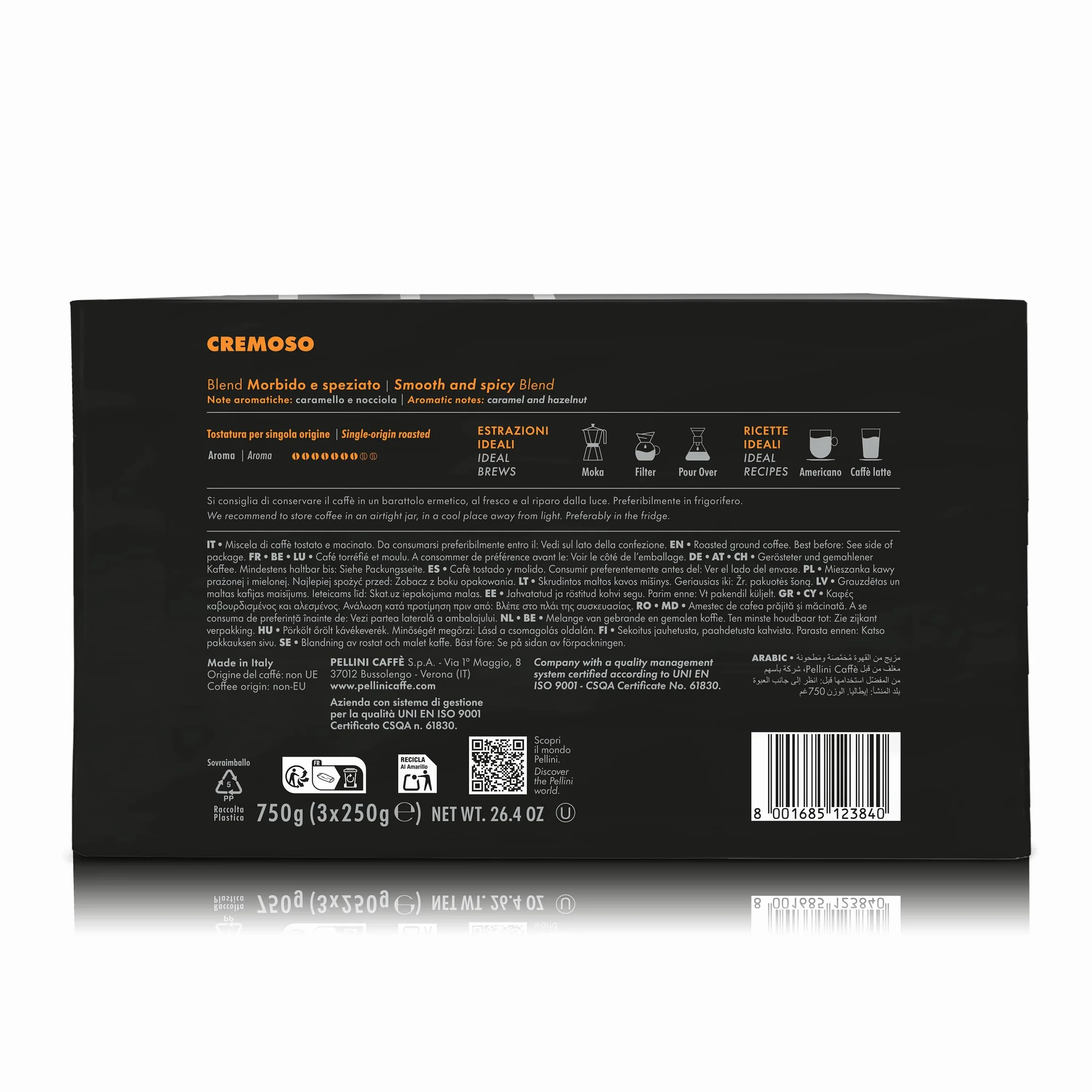 Pellini Kawa Mielona, N.20 Cremoso, 3 x 250 g