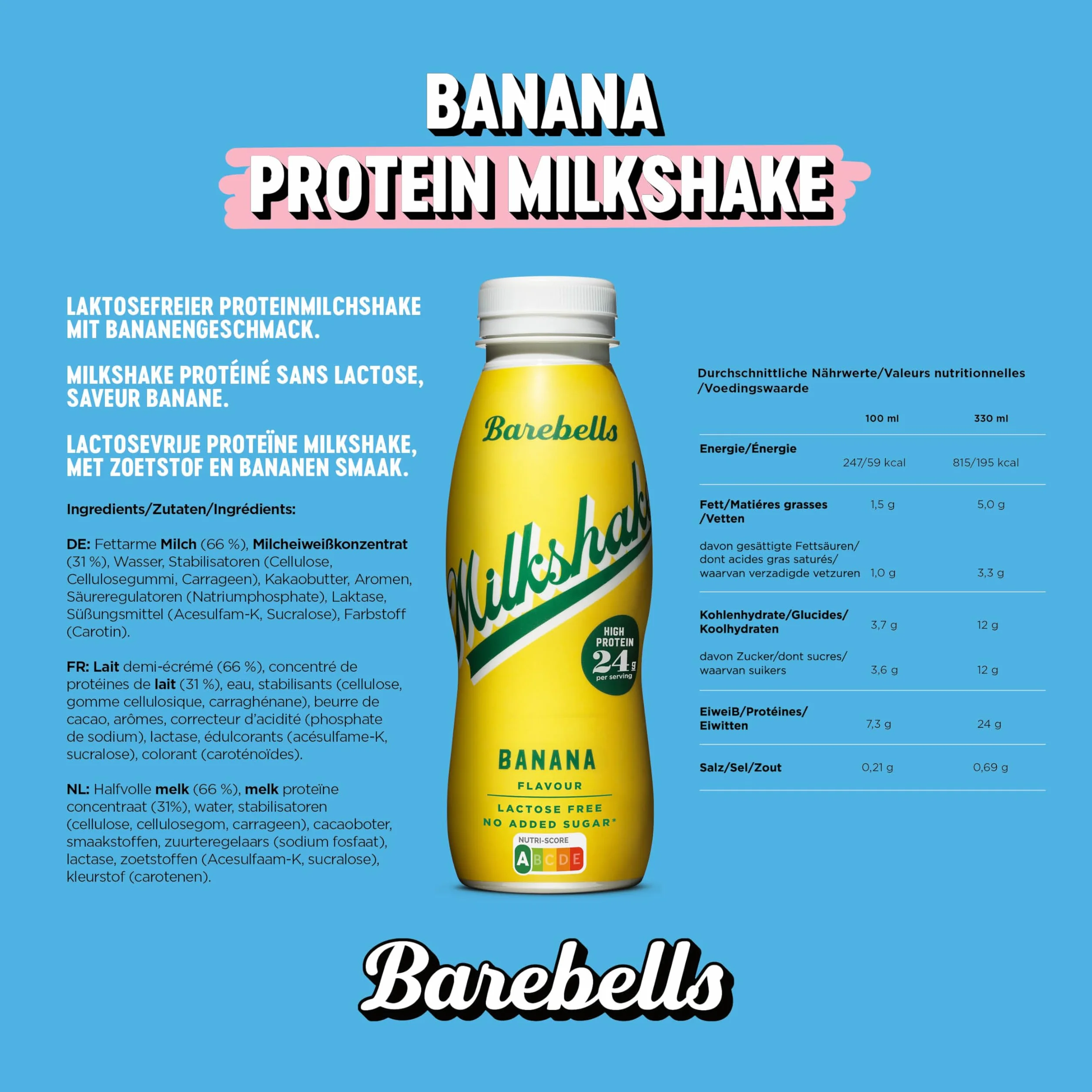 Barebells Protein Milkshakes Banana 8x330ml