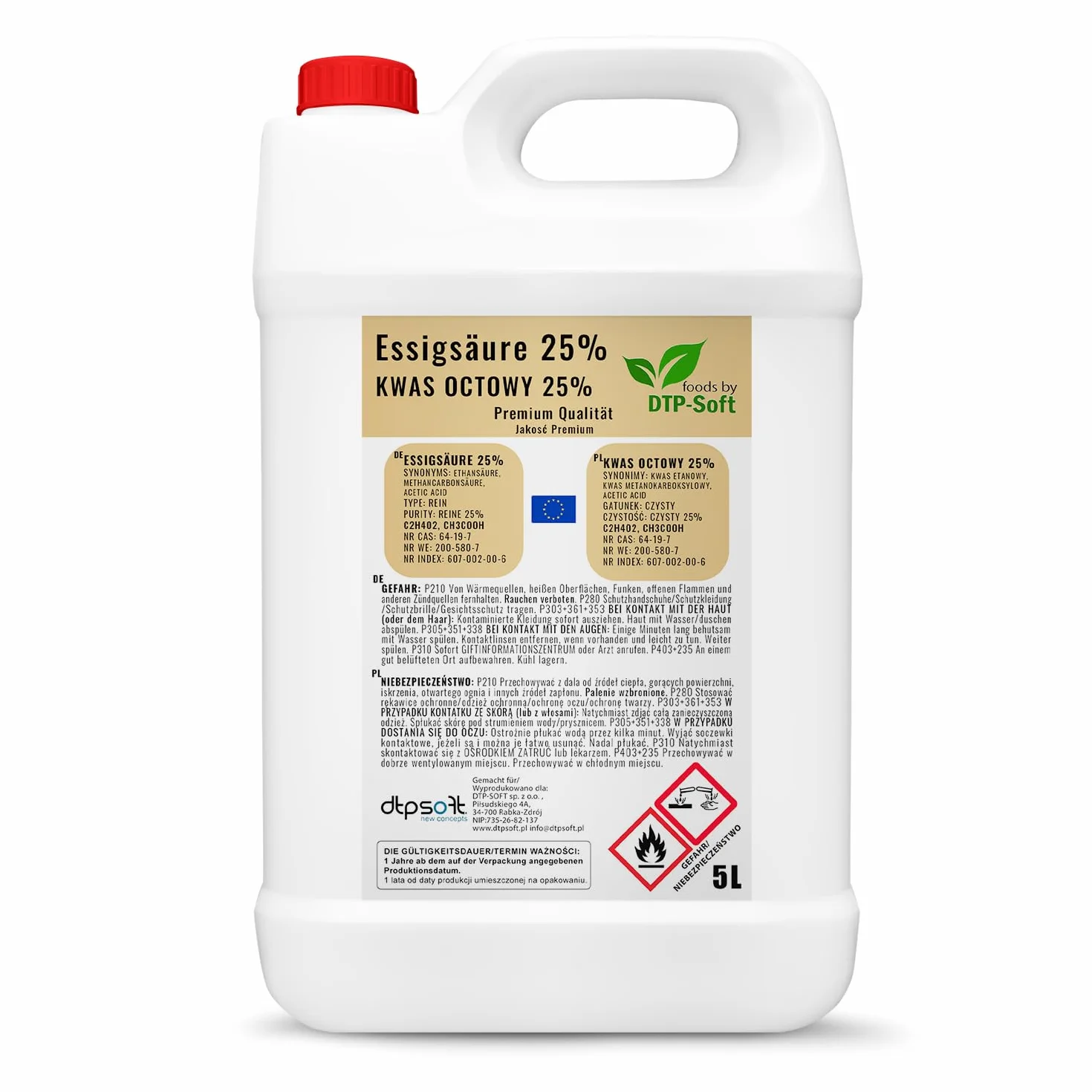 2 x 5 l kwas octowy 25% jakości premium esencja octowa (10 l)