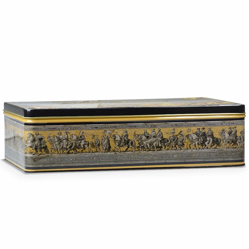 Backstube Sven Hennig 1000 g ręcznie wykonany "Original Dresdner Christstollen" w aluminiowej puszce prezentowej z motywem "Canaletto bei Nacht"