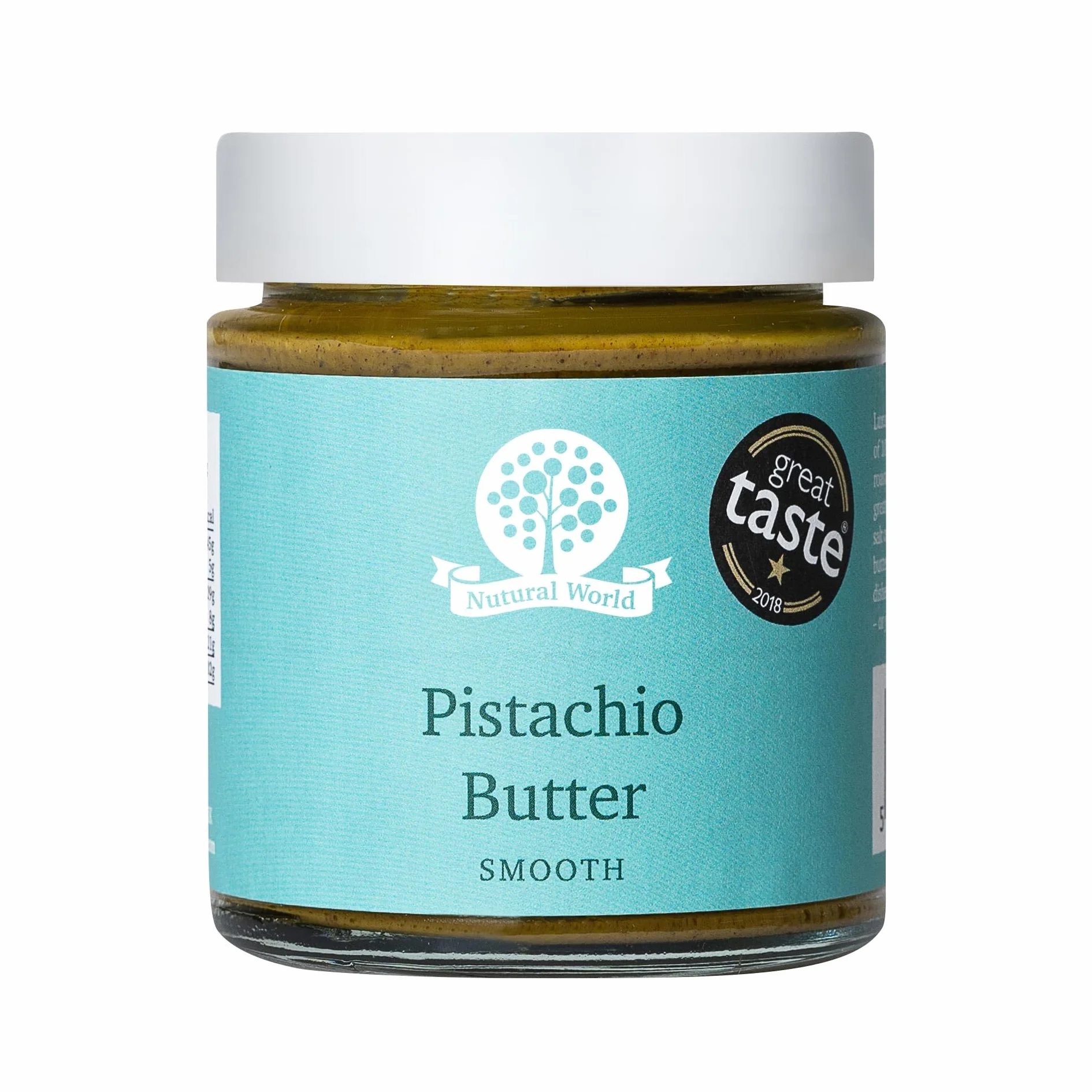 Nutural World - Kremowe masło pistacjowe, 100% czyste (170 g netto) w szklanym naczyniu - wegańskie, bez dodatku soli, cukru lub oleju palmowego - nagradzany produkt