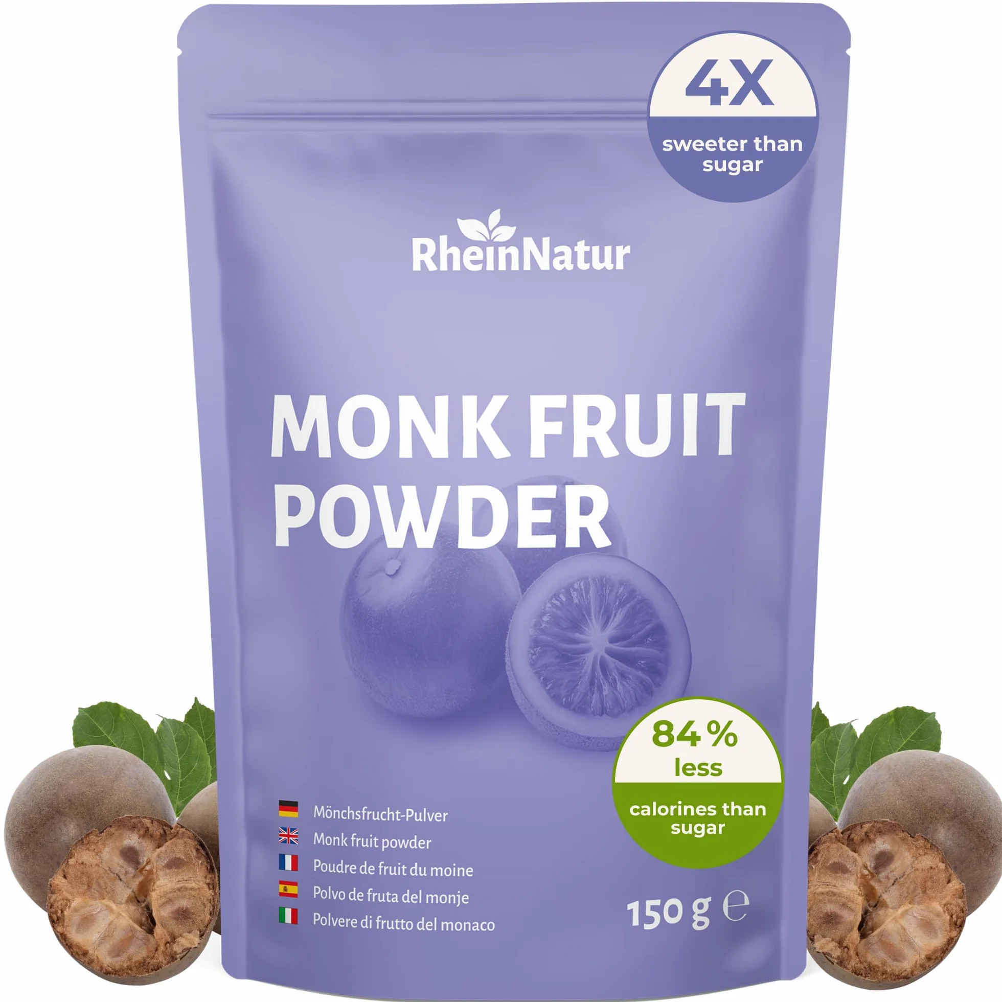 RheinNatur Proszek z owoców mnicha 150 g naturalny substytut cukru bez cukru wegański niskokaloryczny