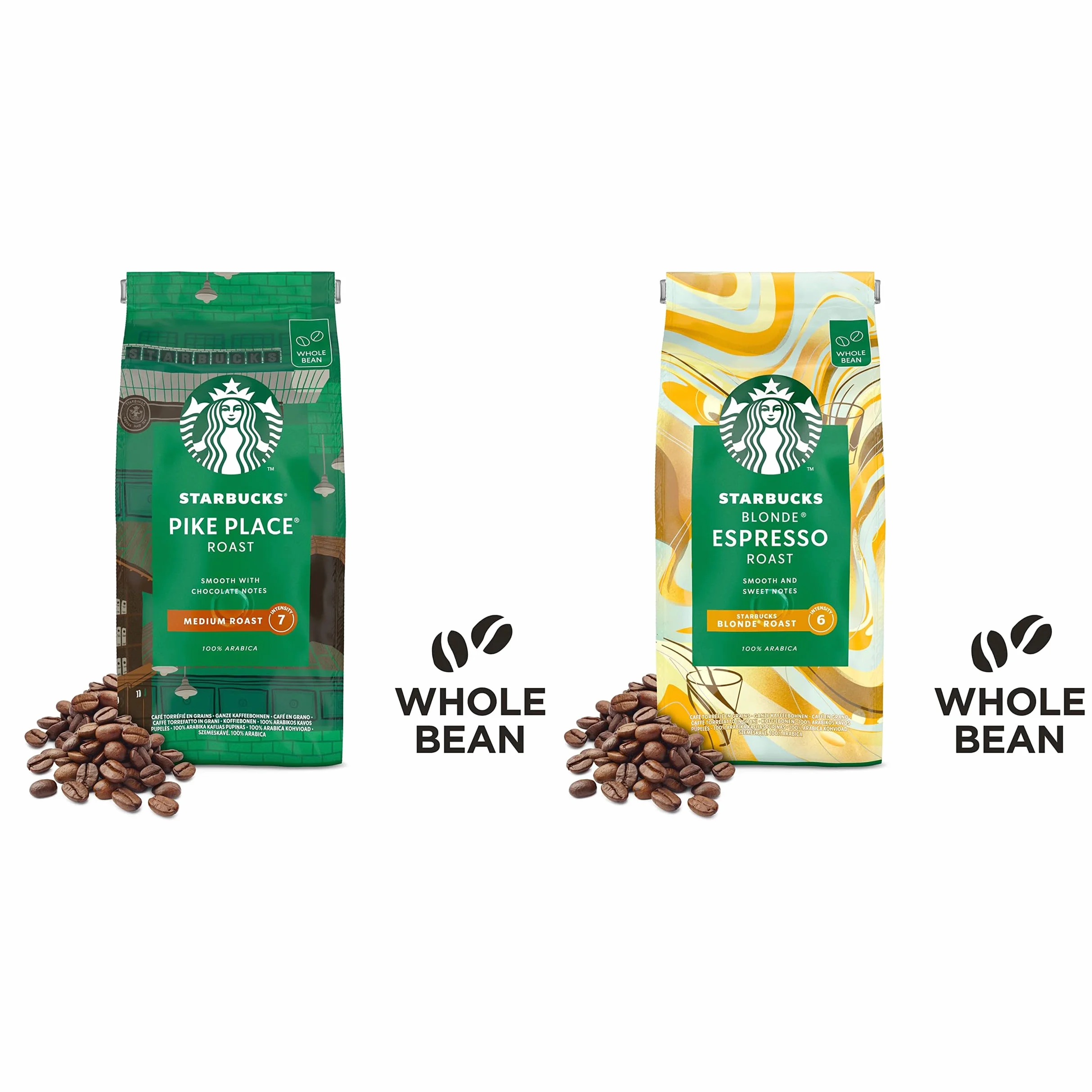 STARBUCKS Pike Place Roast, Blonde Espresso Roast Kawa Ziarnista 450g (4 sztuk w zestawie)