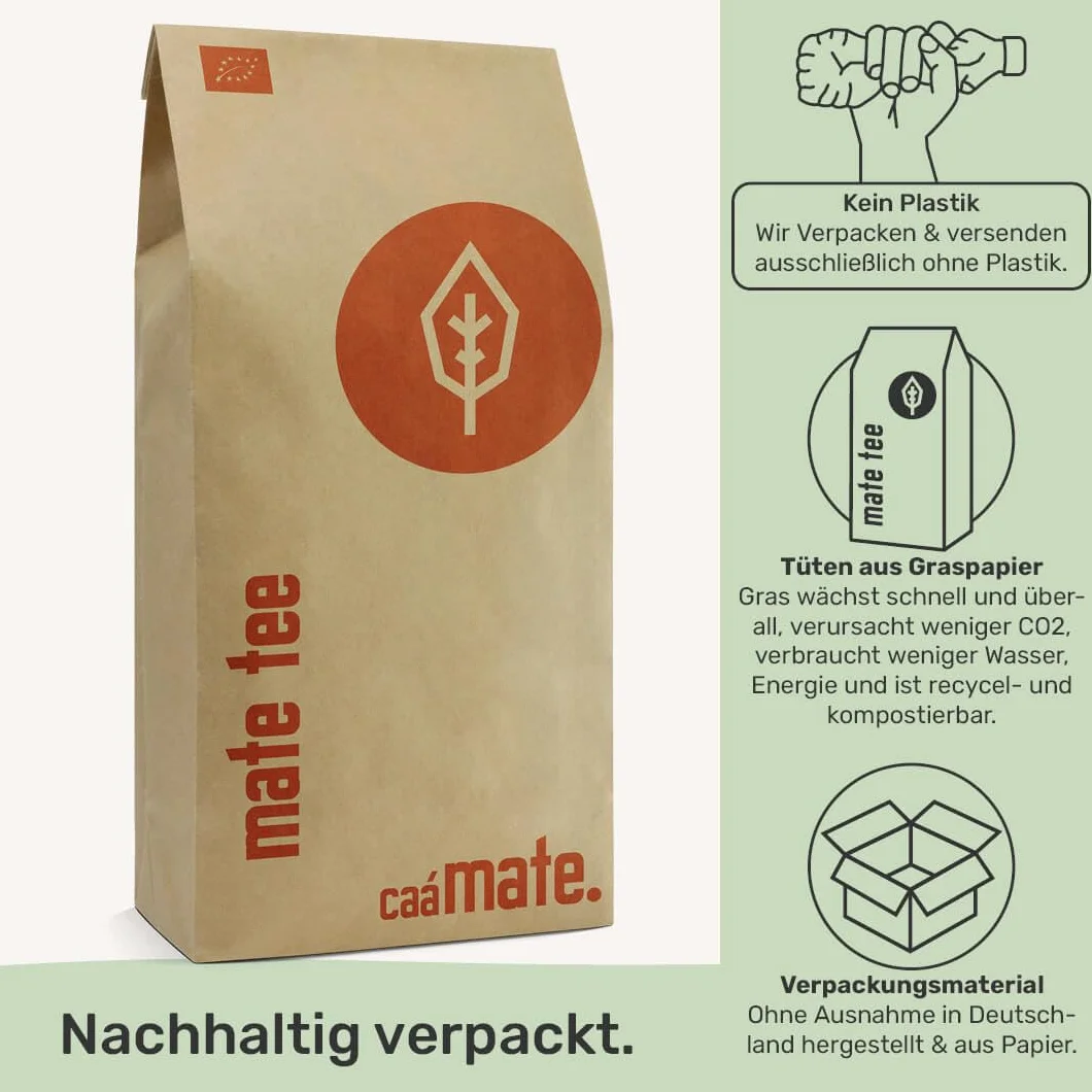 Bio Yerba Mate Herbata BIO 200g ● Liście mate w czystej postaci ● świeże i zielone ● sprawiedliwe, ekologiczne i suszone na wolnym powietrzu ● organiczna yerba mate ● kontrolowane, certyfikowane i