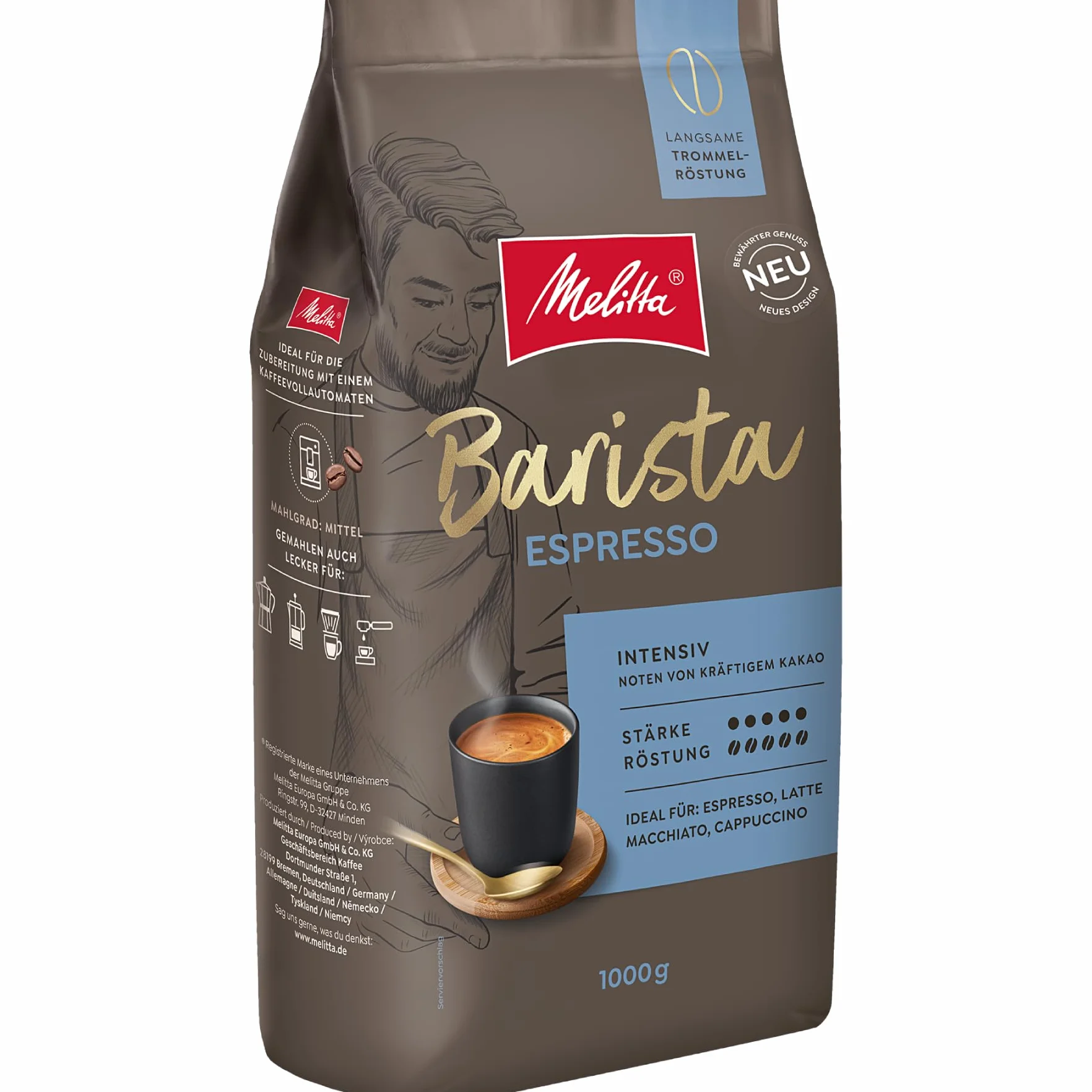 Melitta Całe Kawa Ziarnista, Mocne i Aromatyczne, Grubość 5, Barista Espresso, 1 kg