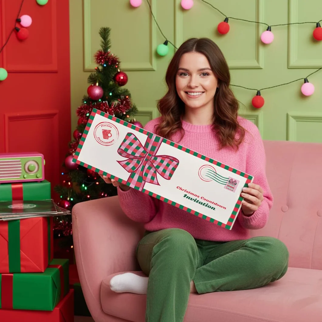 MAXI Kalendarz adwentowy z kawą i herbatą Christmas Countdown - 24 różne saszetki z kawą mieloną i aromatycznym suszem, prezent, upominek, podarunek na Mikołaja Mikołajki