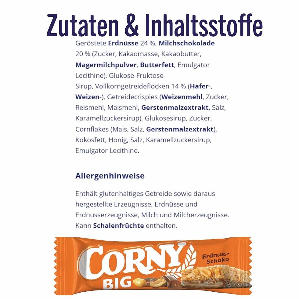 Batonik musli | Corny Big | czekolada orzechowa | z orzeszkami ziemnymi i czekoladą | duże opakowanie 24 x 50 g