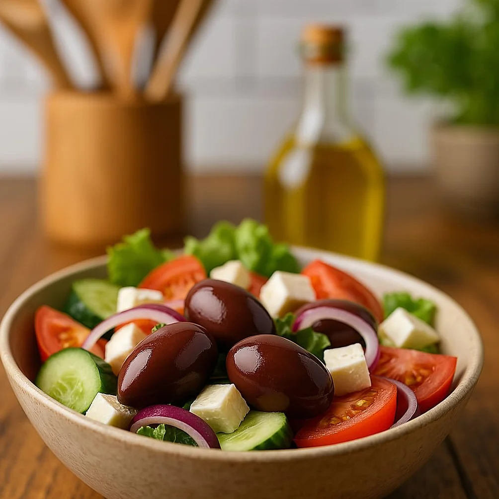 Lamda Estate - Świeże oliwki Kalamata 1 kg naturalne z kamieniem, marynowane w solance | greckie czarne oliwki Jumbo (1)
