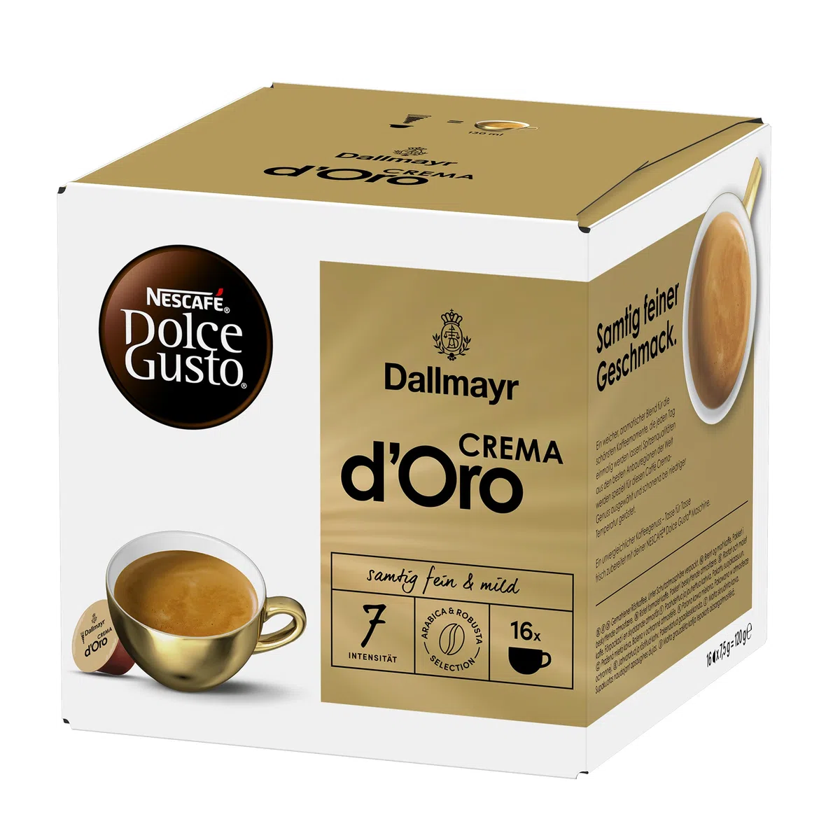 NESCAFÉ Dolce Gusto Dallmayr Crema d'Oro | 48 kapsułek do kawy | 100% ziaren arabskiej | delikatny krem i pełny aromat | szybkie przygotowanie | kapsułek z zamknięciem aromatyzującym | 3 sztuki (3 x 16 kapsułek)