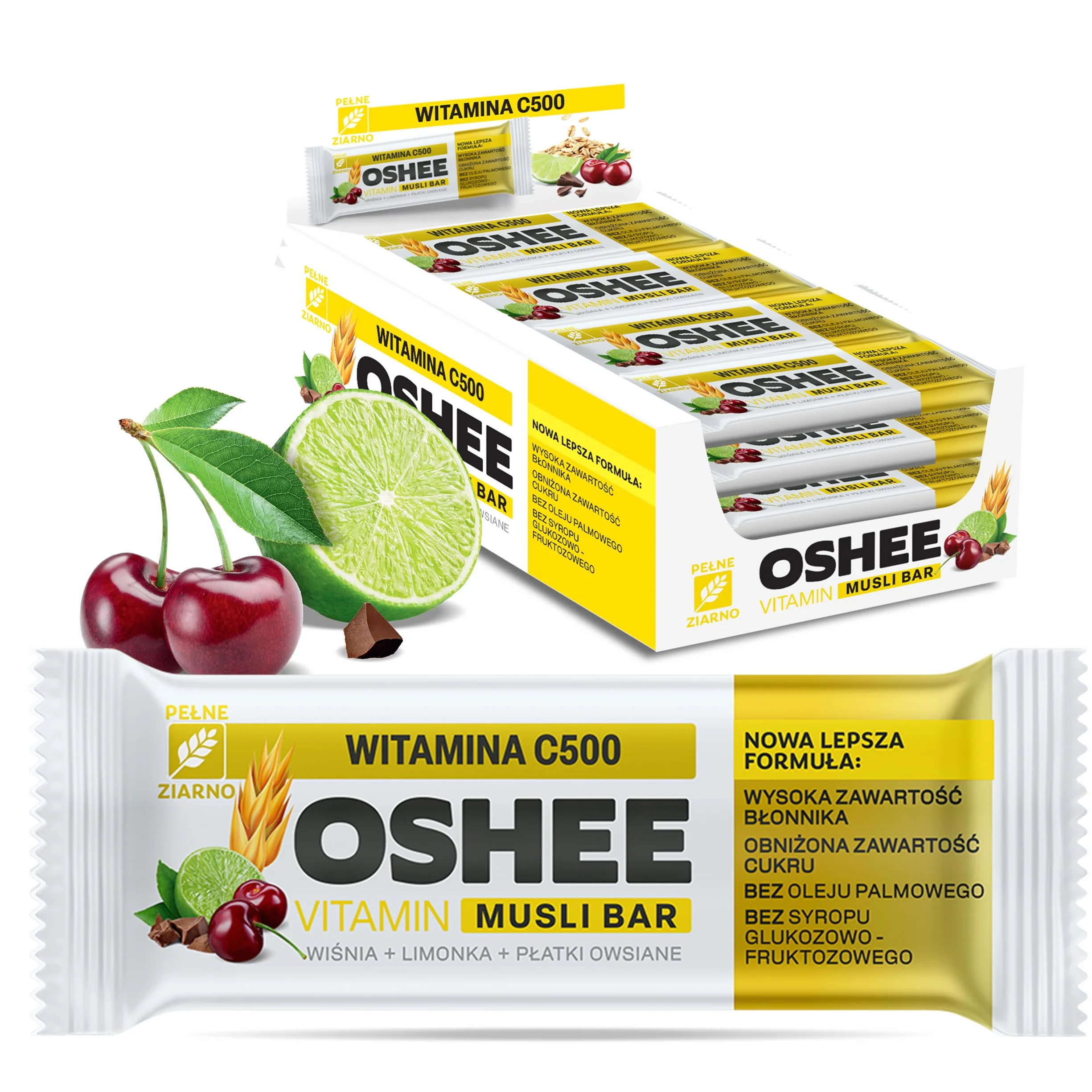25x OSHEE Vitamin musli bar baton witamina C500 wiśnia limonka 40 g