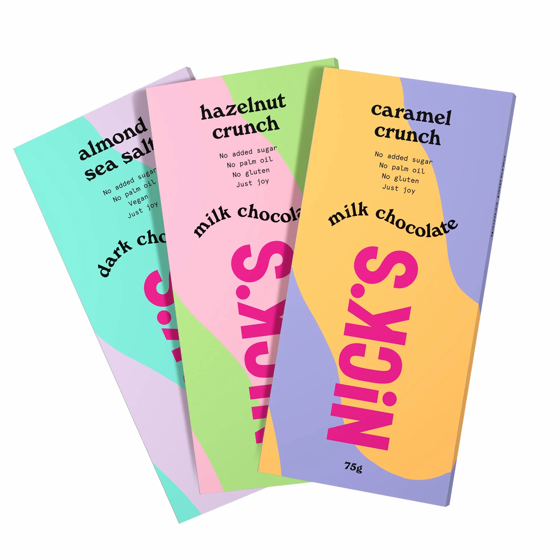 NICKS Mieszanka bloków czekolady, bloki czekolady keto bez dodatku cukru, bezglutenowe, Niskowęglowodanowe, bez oleju palmowego (3x75g)