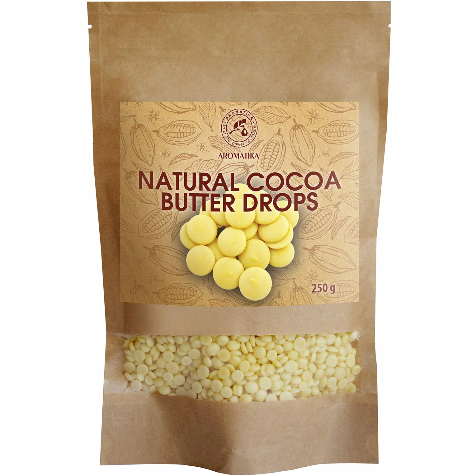 AROMATIKA Masło Kakaowe w Pastylkach 250g Theobroma Cacao Superfood do Pieczenia i Kosmetyki DIY