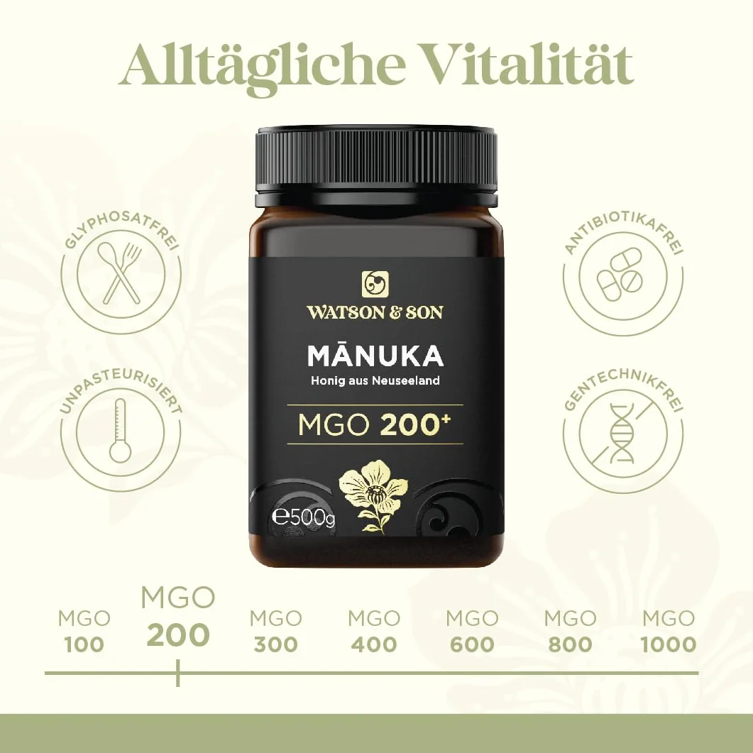 Watson & Son Manuka Honig MGO 200+ | Jakość premium z Nowej Zelandii (250 g)