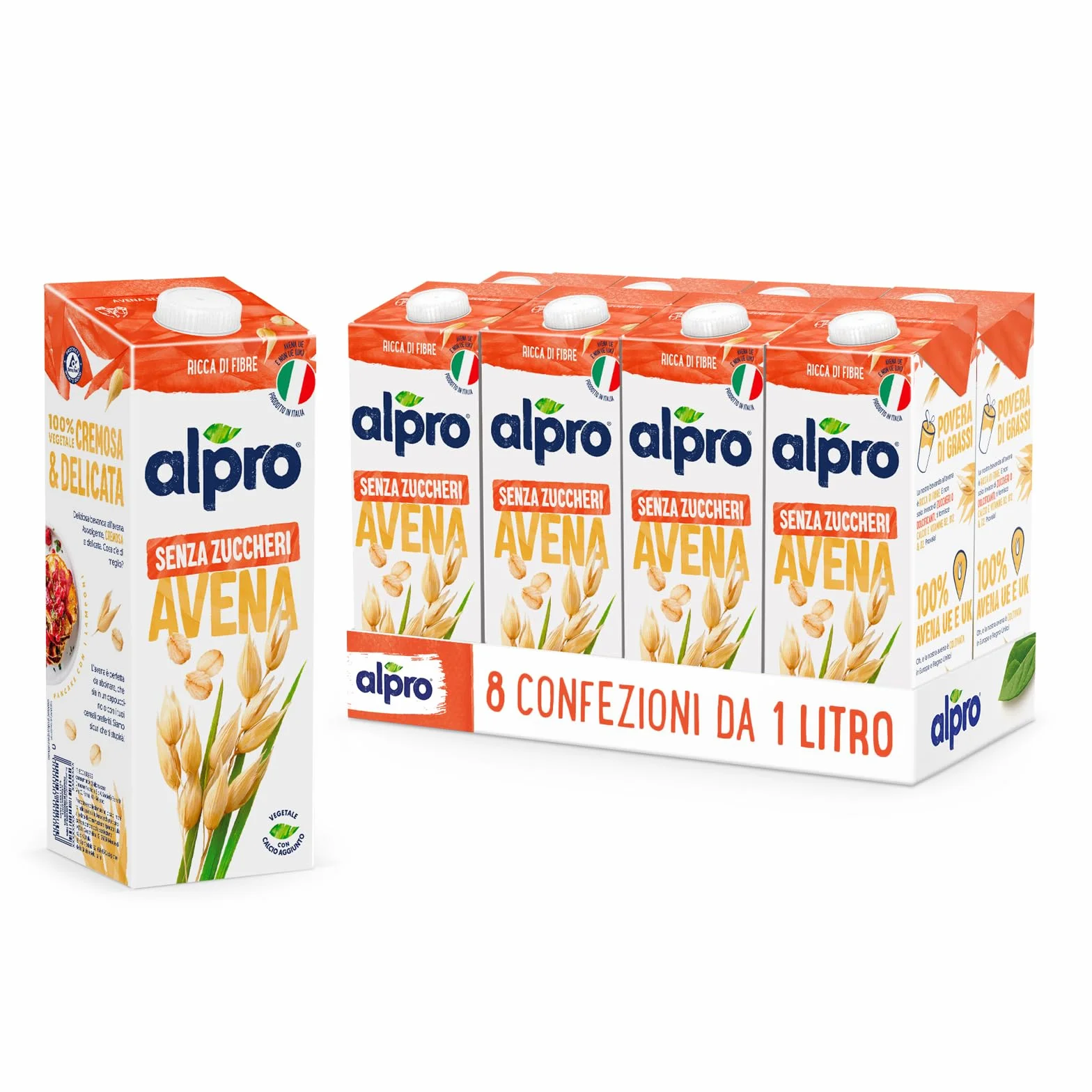 Alpro Oat No Cugars Long Life Drink 1L | 100% na bazie roślin | wegański | niesłodzony i bez nabiału | 8 sztuk