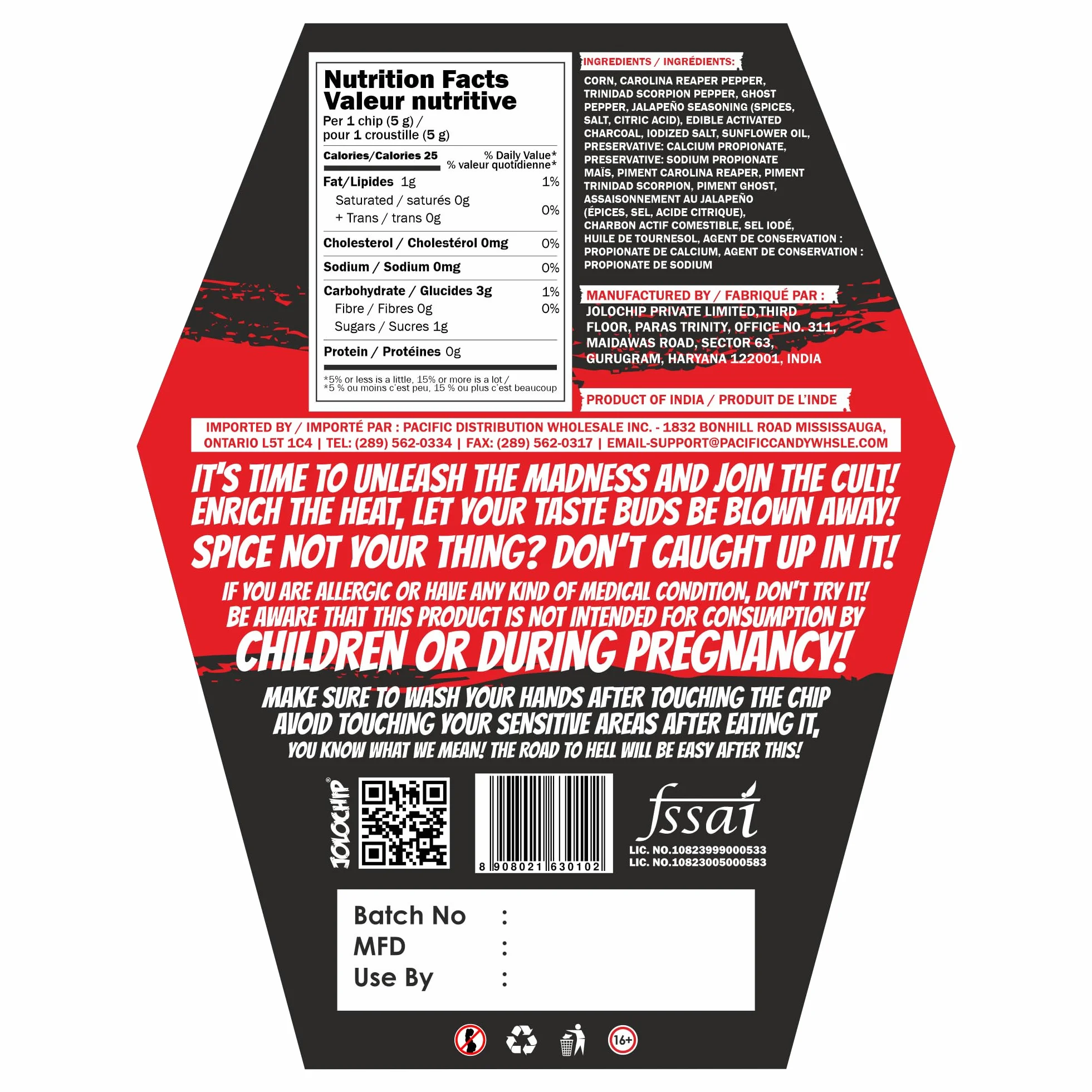 Jolochip Last-Chip-Challenge Ekstremalnie Pikantny Chips Tortilli 5 g
