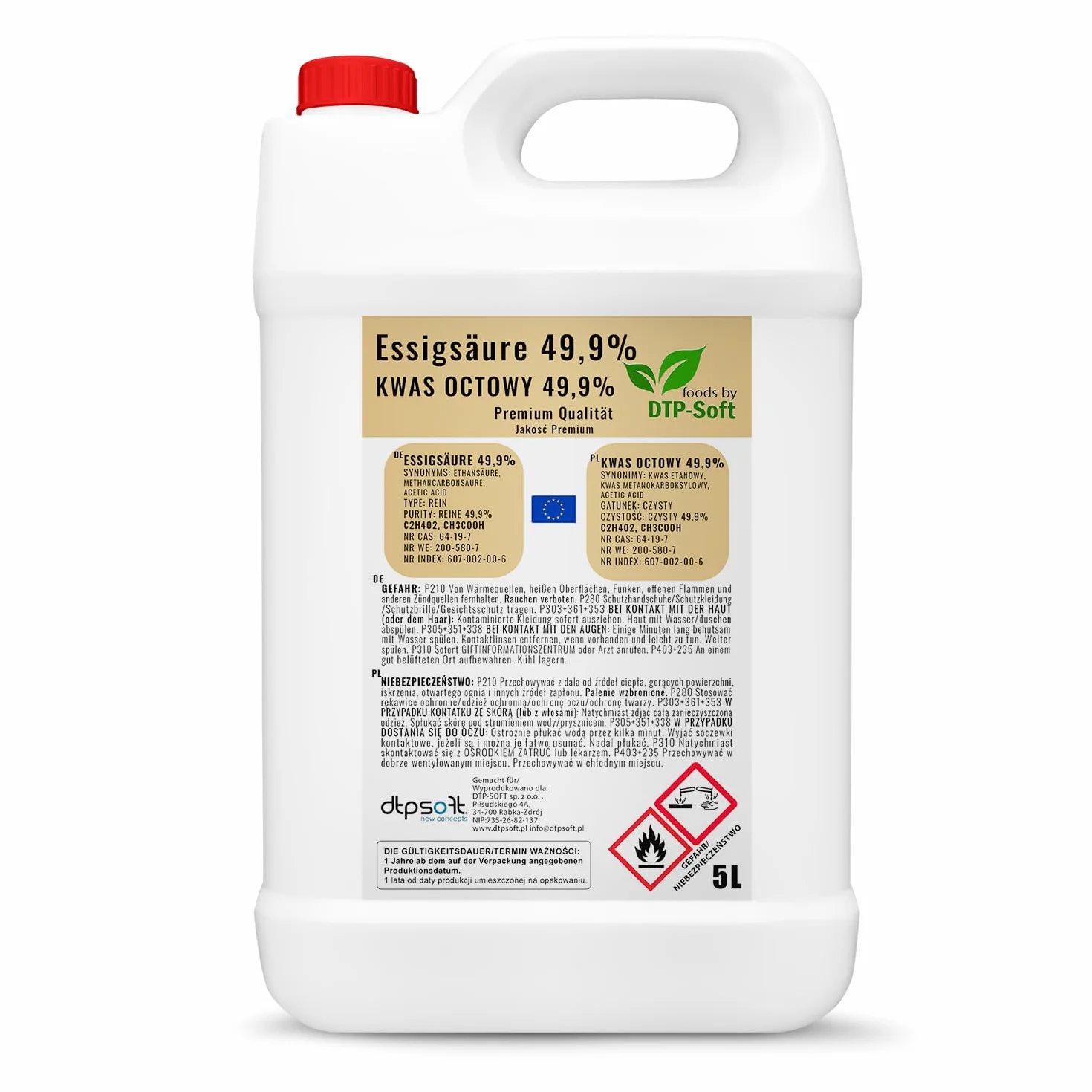 Kwas octowy 49,99% 10 l esencja octowa 50%