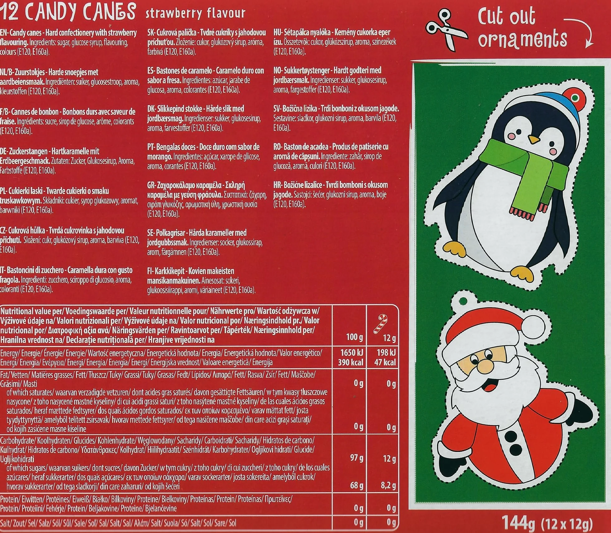 Becky´s 4 x 12 lasek cukrowych – Candy Canes – smak truskawkowy, czerwono-biały – 48 sztuk, po 12 g