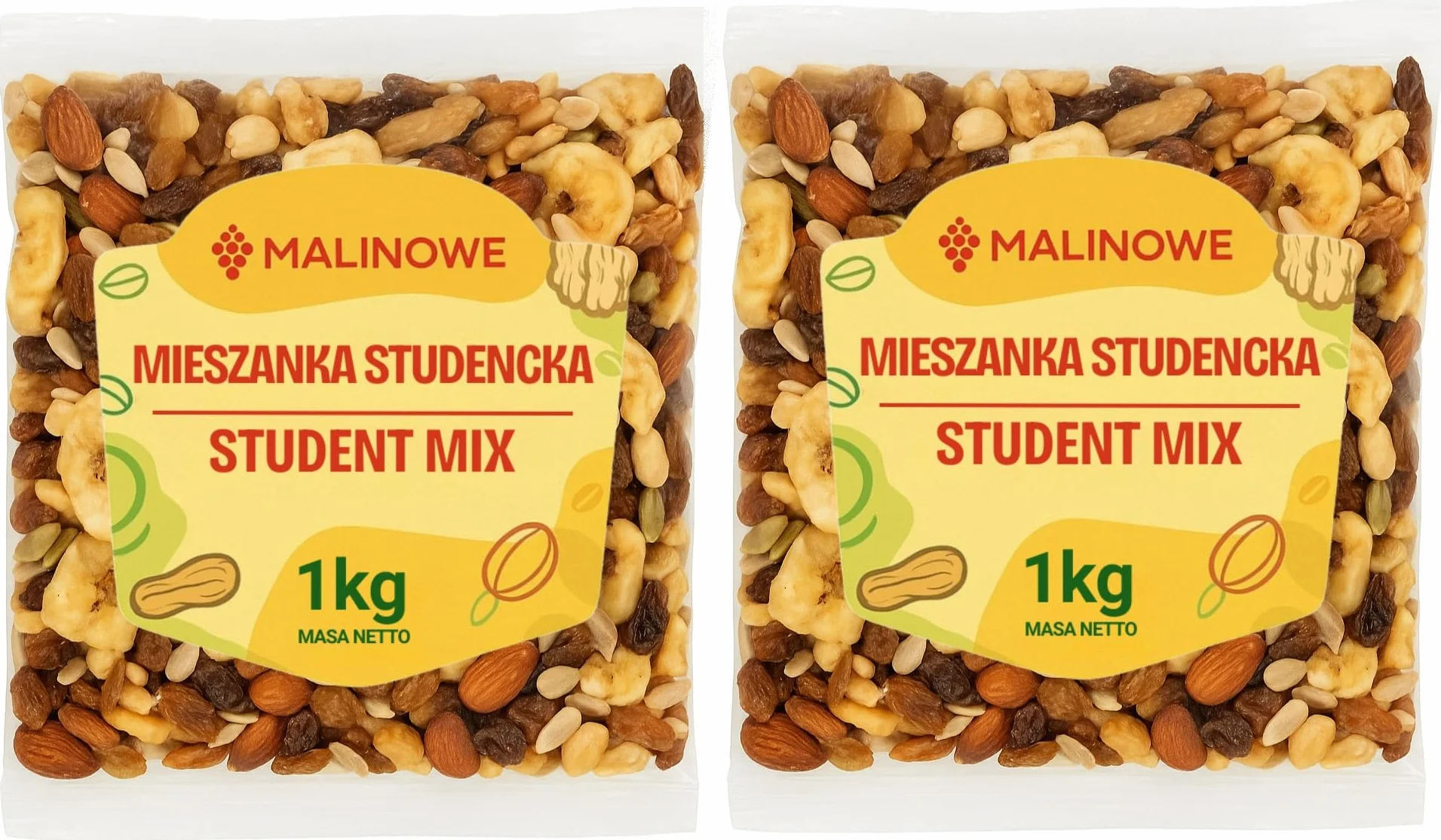 Mieszanka Studencka 2x1kg Malinowe Orzechy Bakalie Przekąska