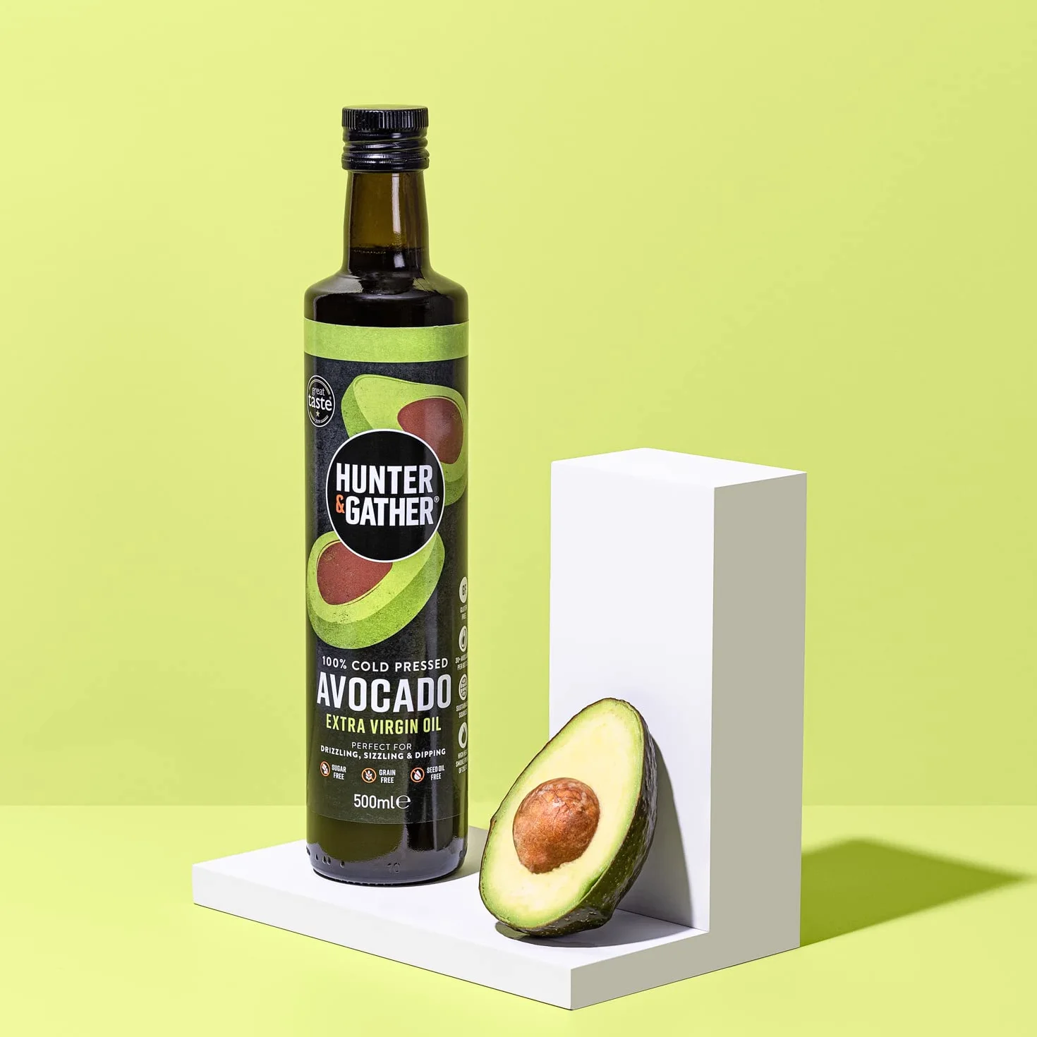 Natywny olejek z awokado, tłoczony na zimno, nierafinowany, 100% naturalny, wszechstronny olejek z awokado, bez cukru, glutenu lub produktów mlecznych (500 ml)