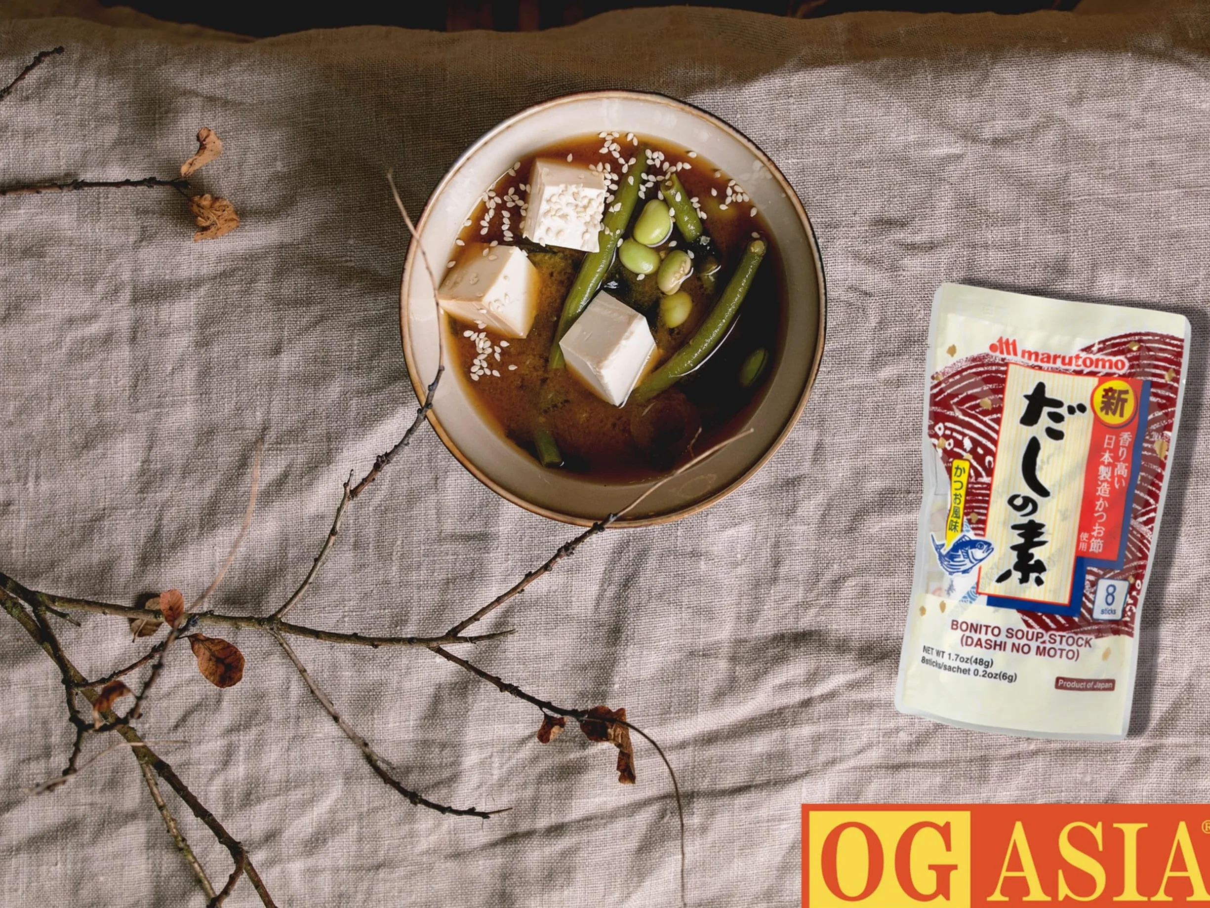 MARUTOMO Dashino Moto - 3-pak - japoński proszek Dashi 3-pak - porcjowane do zupy miso - autentyczny smak Umami - OG ASIA - 144 g