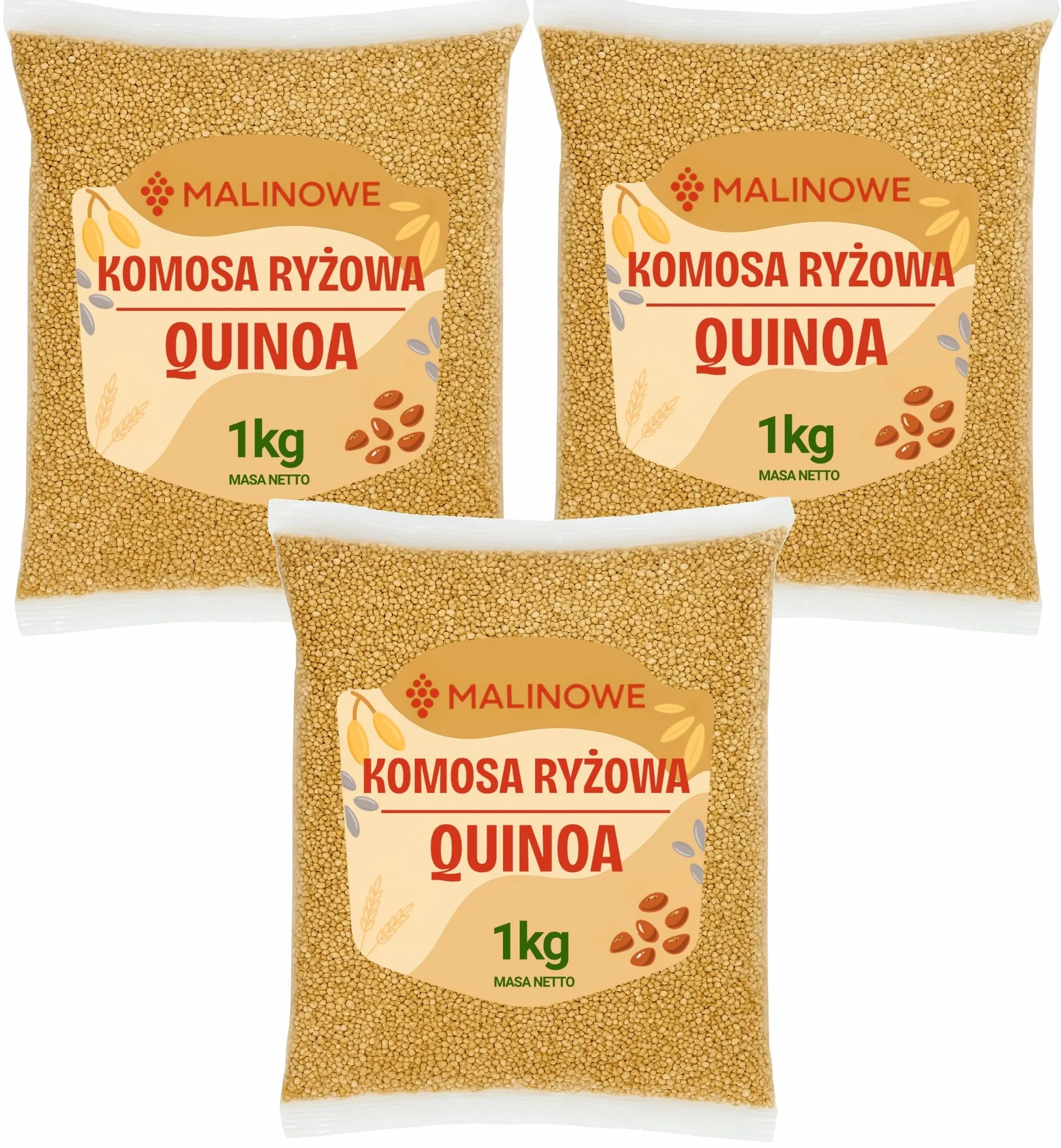 Malinowe KOMOSA RYŻOWA BIAŁA 3x1kg Quinoa Wysoka Jakość