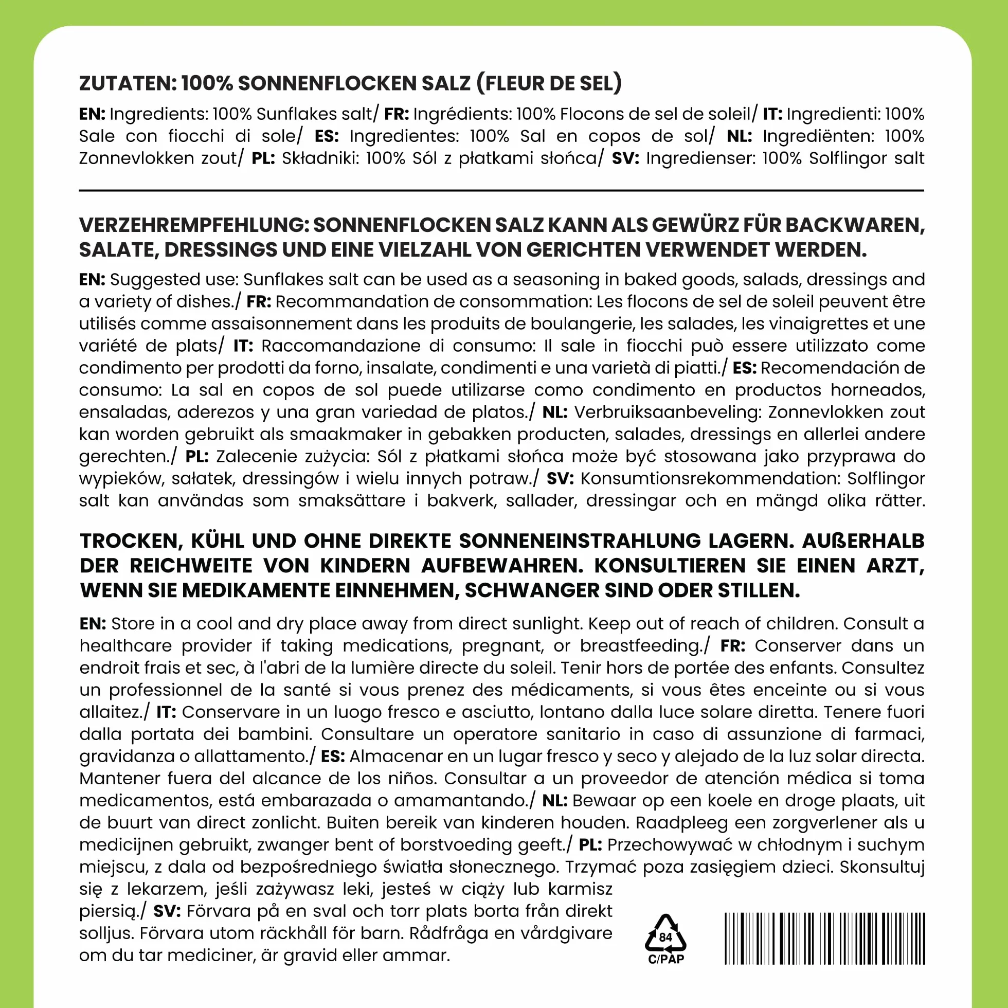 Alpi Nature Płatki Soli Morskiej Sunflakes 400g, Ręcznie Zbierane Płatki Soli Fleur de Sel 0.5-3 mm